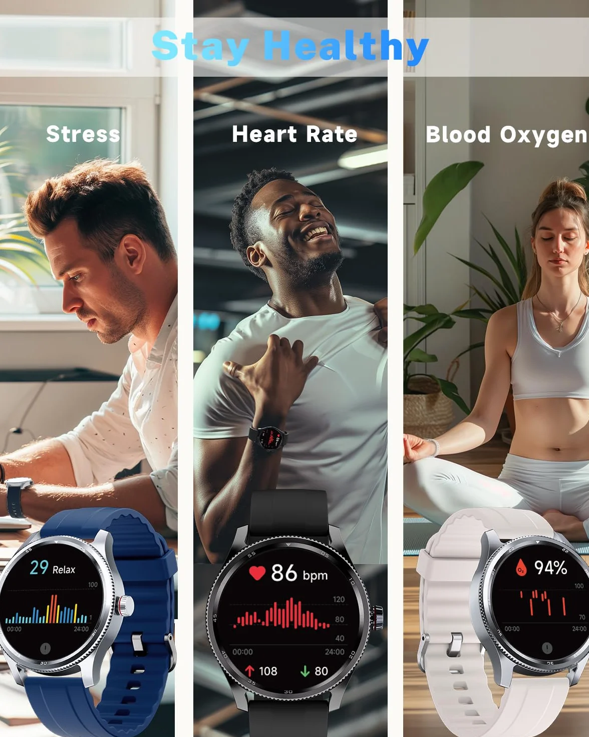 TOOBUR Inteligentny zegarek dla mężczyzn i kobiet, metalowa ramka z krokomierzem, smartwatch 100 sportowych, odpowiadanie za połączenie telefoniczne i pulsometr, wodoodporny IP68 do pływania