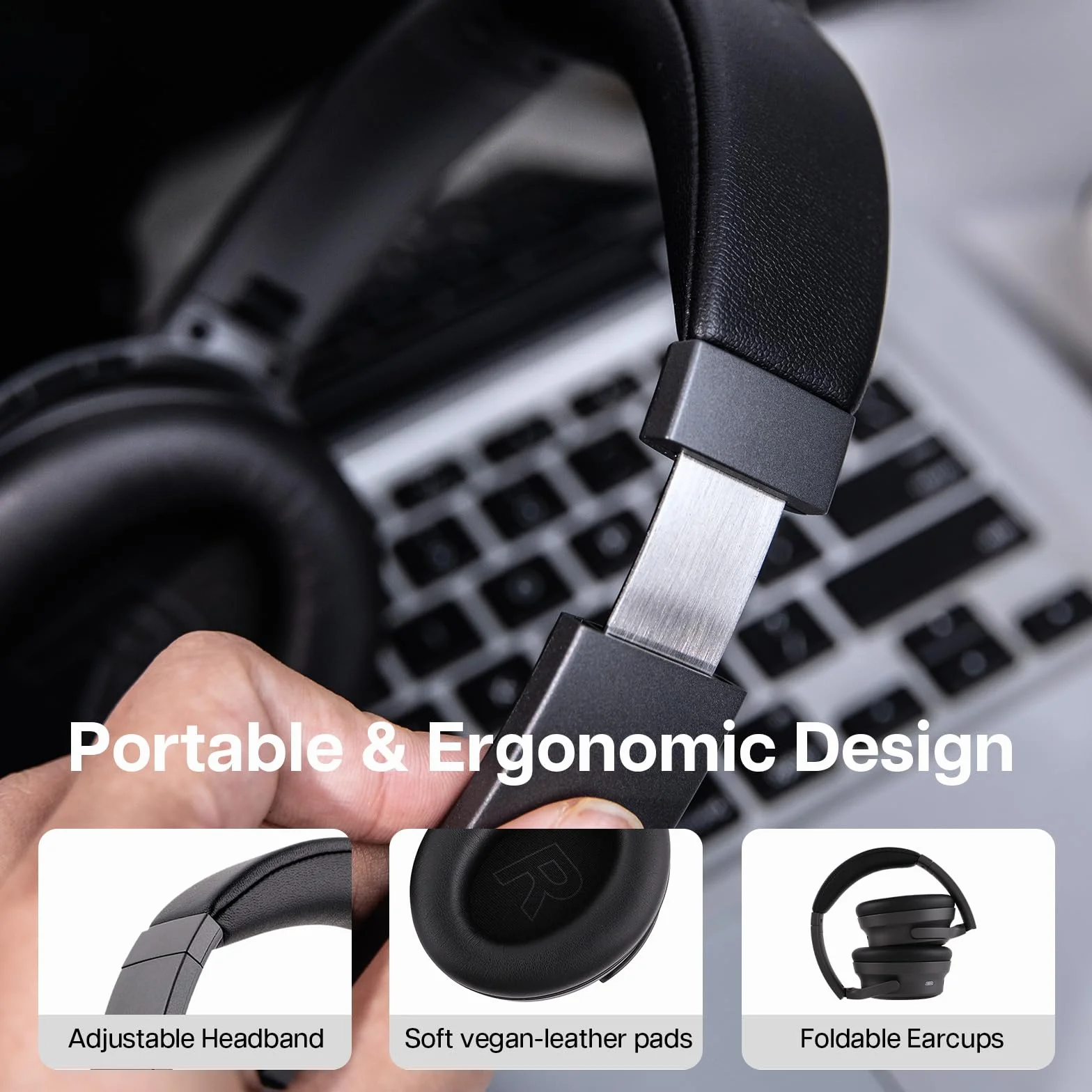 Linsoul Kiwi Ears Ardor Słuchawki Bluetooth 5.4, bezprzewodowe słuchawki DJ Studio, podwójny dynamiczny kontroler Studio Monitor z ANC Hybrid, czas odtwarzania 140H, lekkie, do gier podcastowych,