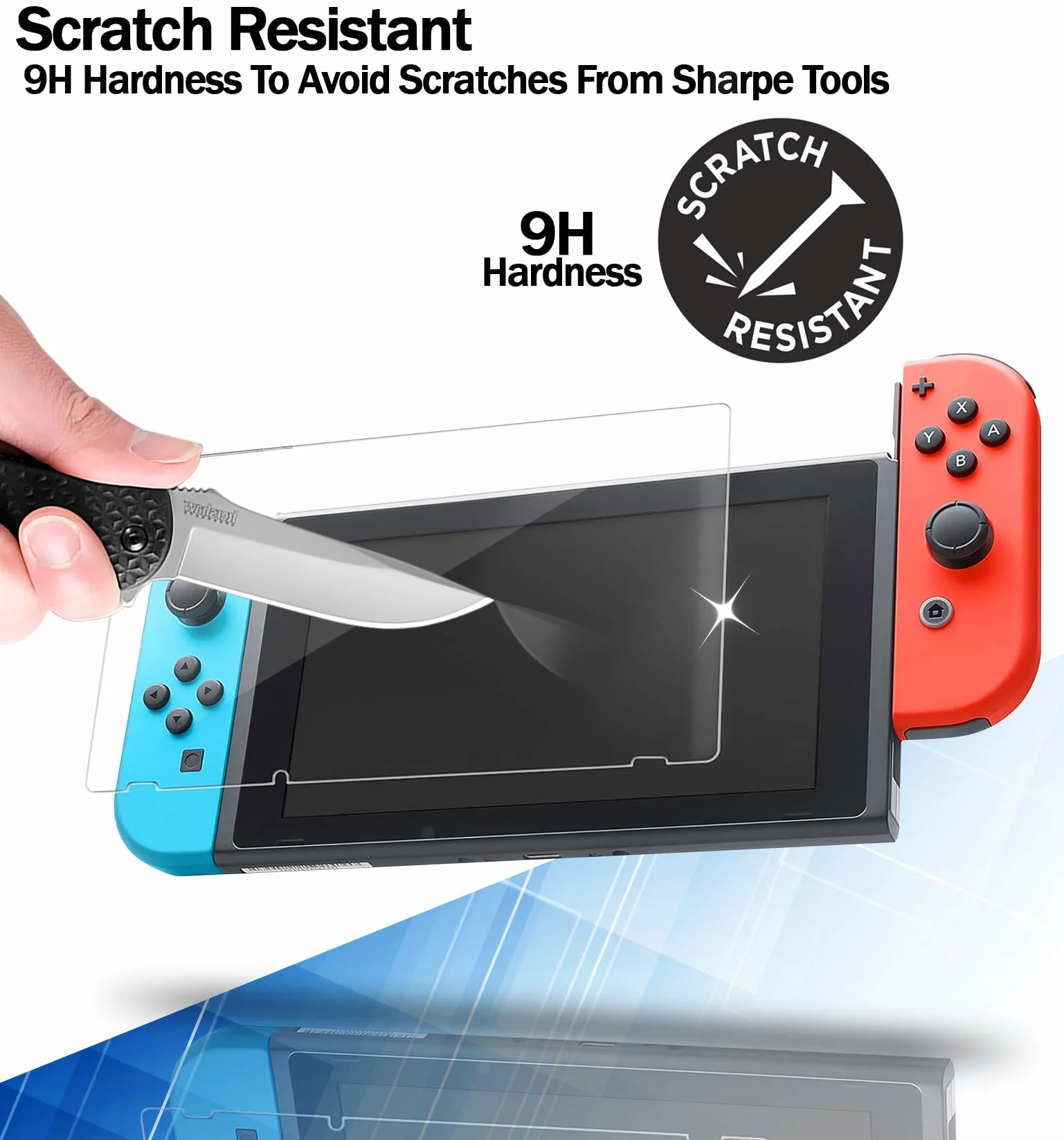 RKINC 2 sztuki, szkło pancerne, szkło ochronne do Nintendo Switch, pancerna folia ochronna na wyświetlacz HD, 0,33 mm, odporna na zarysowania, odpryski, bez pęcherzyków powietrza, 2 sztuki