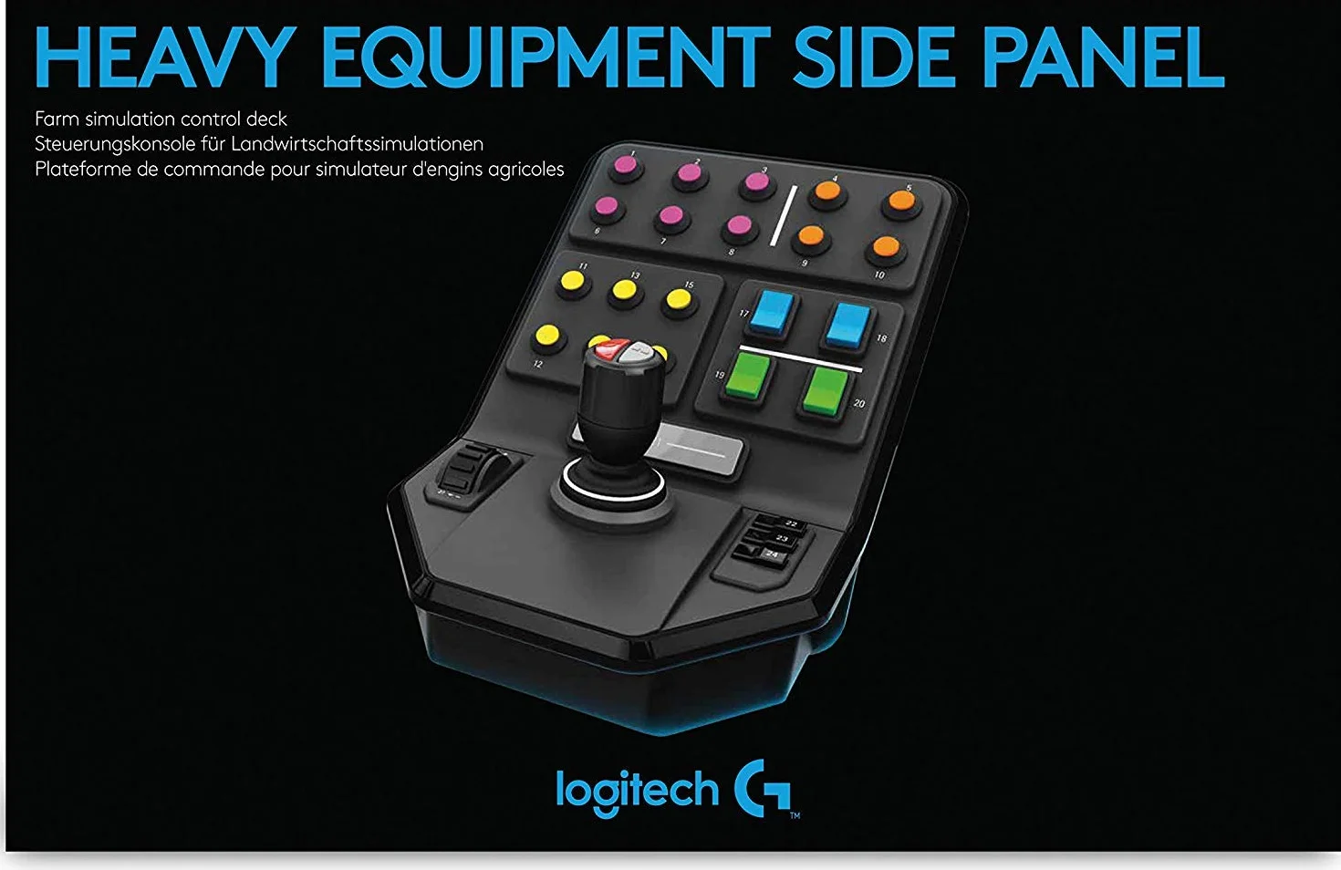 Logitech G Saitek Farm Sim Controller, Farming Simulator z pulpitem sterującym i kontrolerem, 25 programowalnych przycisków, Tempomat, regulacja gwintu śrubowego, złącze USB, PC/Mac/PS4, czarny