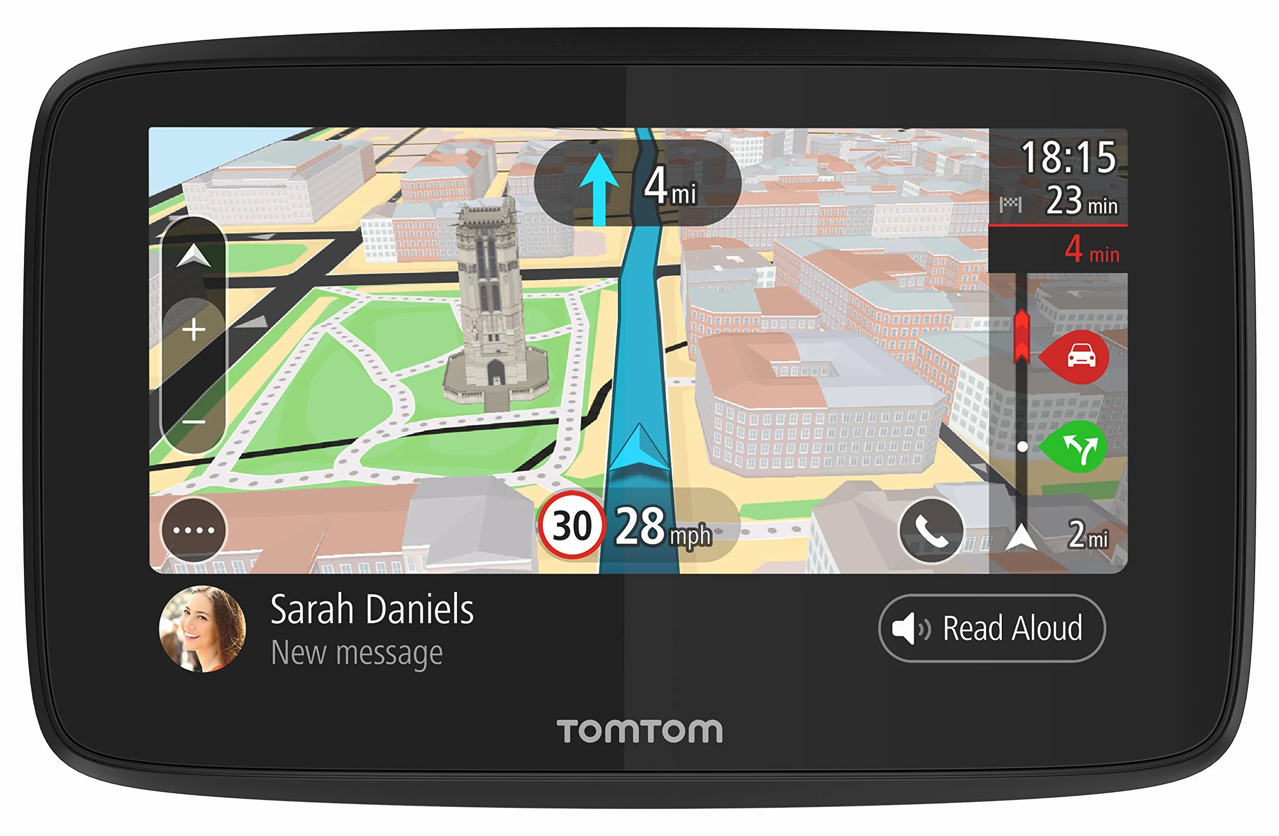 TomTom Samochodowa nawigacja sat GO 520, 15 cali z głośnomówiącymi połączeniami, Siri, Google Now, aktualizacje za pośrednictwem WiFi, dożywotniego ruchu przez smartfona i mapy świata, wiadomości do smartfonów, ekran pojemnościowy, czarny, szary