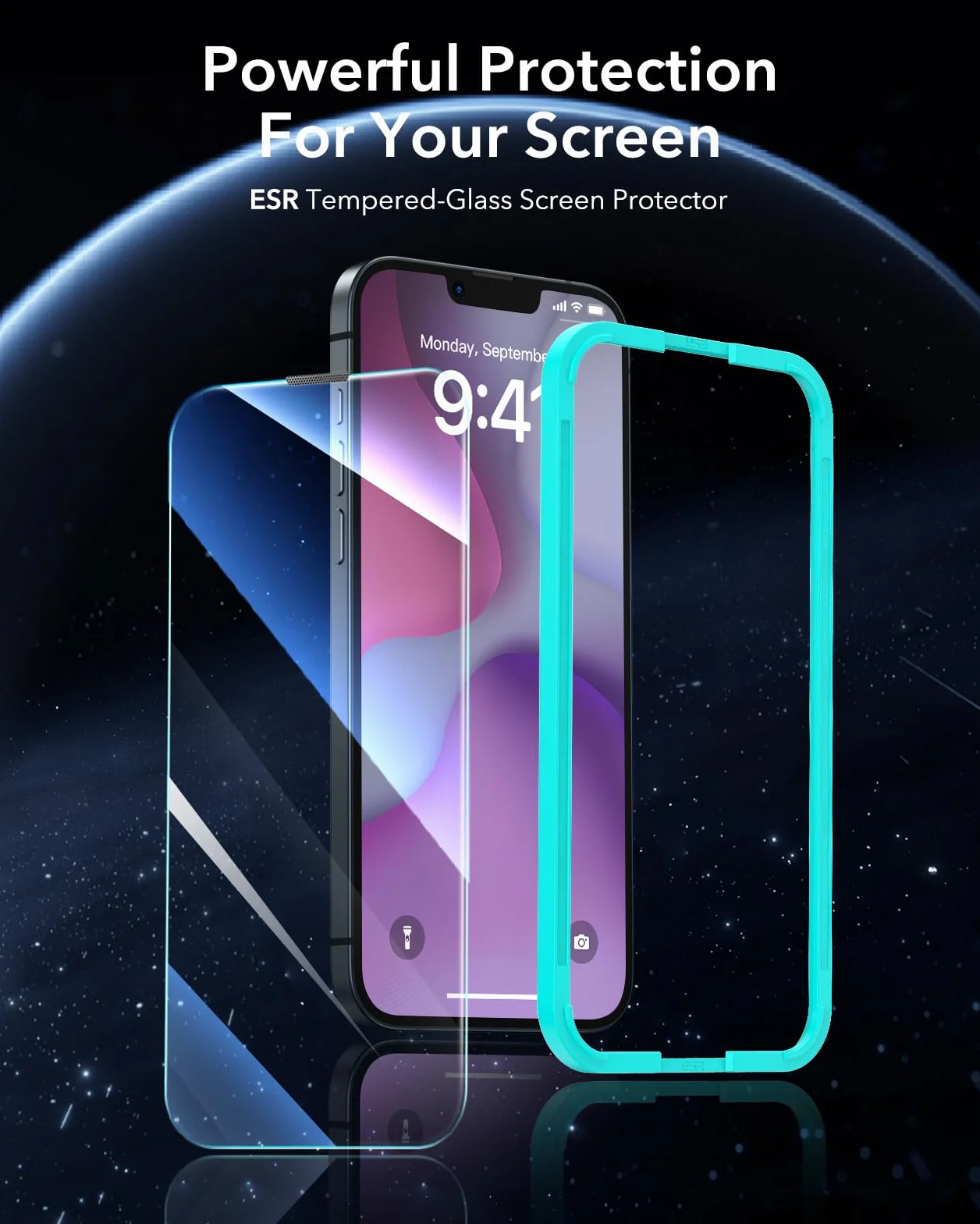 ESR Szkło hartowane kompatybilne z iPhone 14 ochraniacz ekranu i iPhone 13/13 Pro, z łatwą instalacją, ochroną klasy wojskowej, ultra wytrzymały, odporny na zarysowania, 3-pak