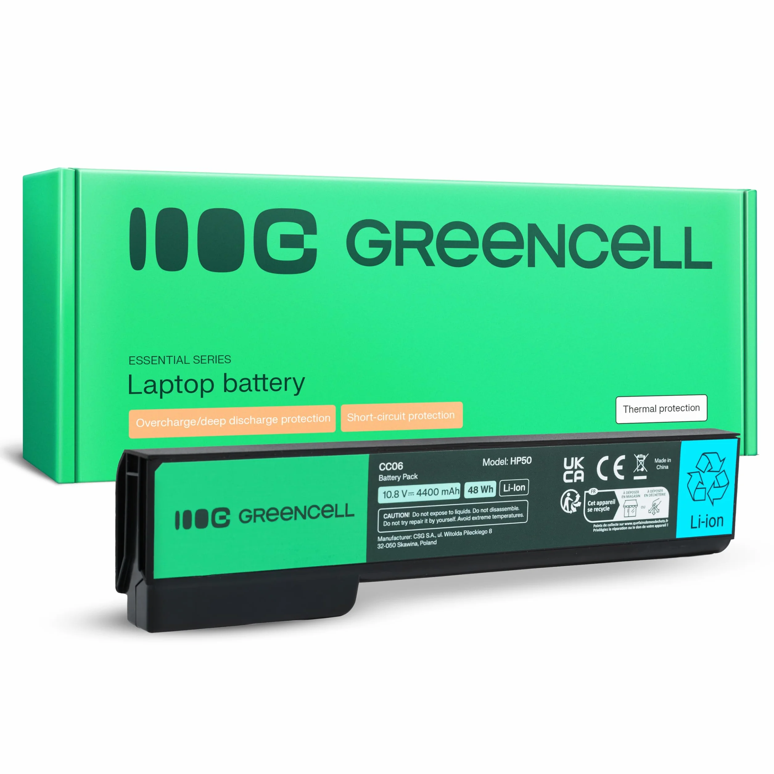 Green Cell Bateria HP CC06 CC06XL CC09 628664-001 628666-001 do Laptopa HP EliteBook 8460p 8460w 8470p 8470w 8560p 8570p ProBook 6360b 6460b 6465b 6470b 6560b 6565b 6570b 6475b (4400mAh 10.8-11.1V)