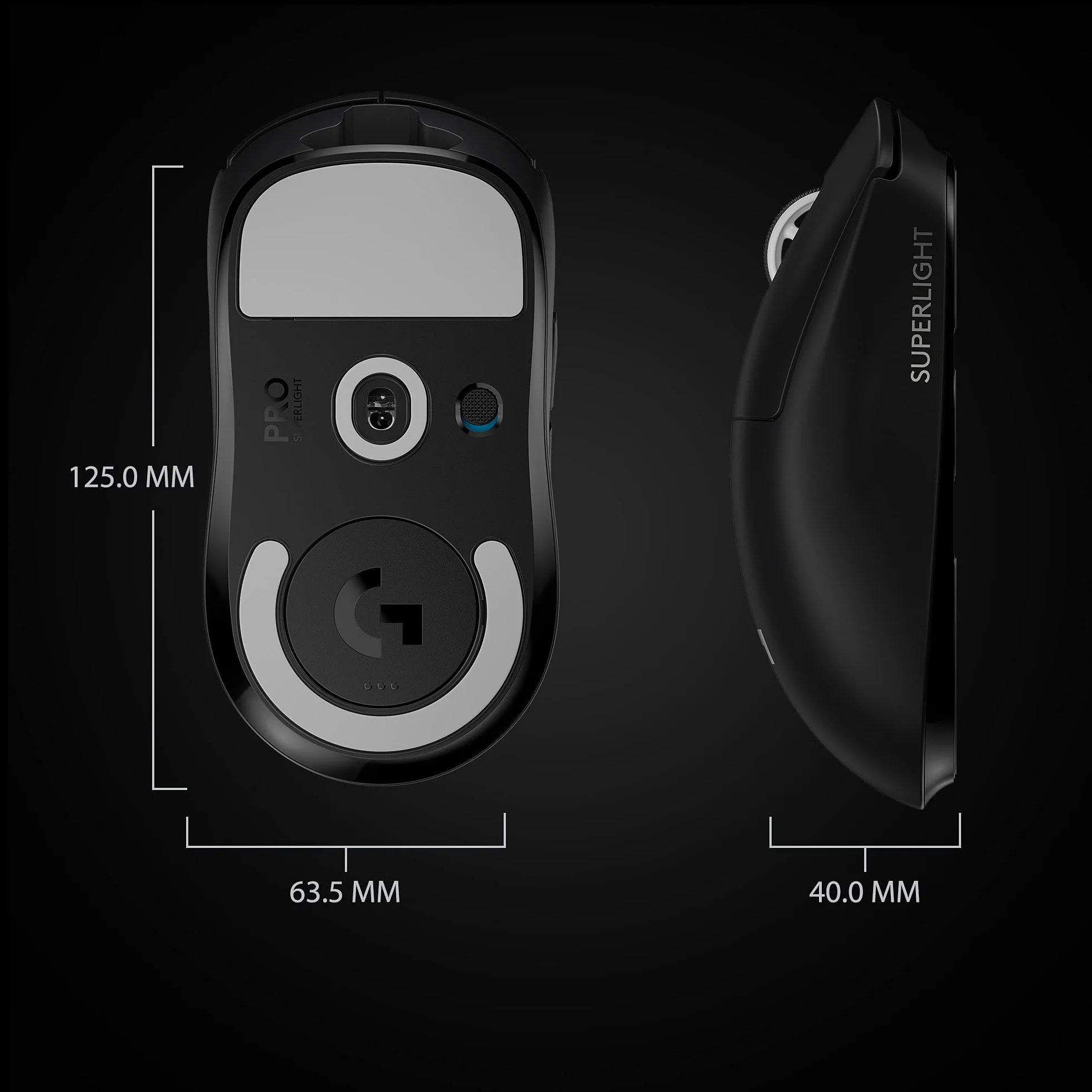 Logitech G PRO X SUPERLIGHT Bezprzewodowa mysz gamingowa, lekka, czujnik HERO 25K, 25,600 DPI, 5 programowalnych przycisków, długi czas pracy baterii, kompatybilna z PC/Mac - Czarny