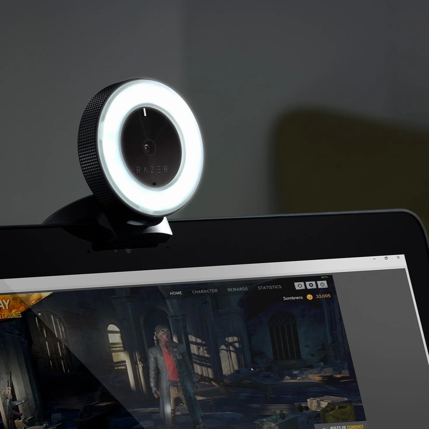 Razer Kiyo - kamera z transmisją przez USB (kamera fotograficzna przez USB, HD 720p, 60 FPS, kompatybilna z oprogramowaniem Open Broadcaster, Xsplit, autofokus, możliwość nagrywania) Czarny