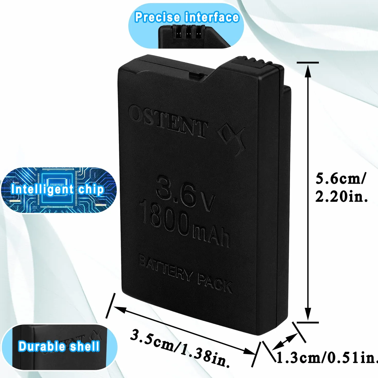 OSTENT Duża Pojemność Prawdziwa Jakość 1800mAh 3,6V Litowo-jonowa Li-ION Polimer Akumulator Pack wymienny do Sony PSP 1000 PSP-110 Konsola