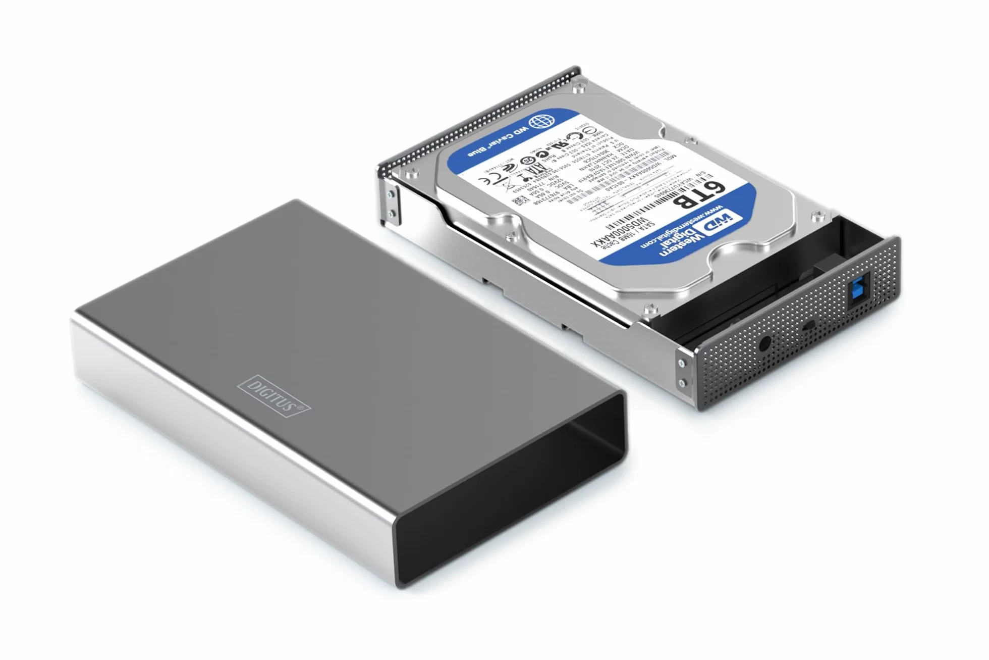 DIGITUS Obudowa dysku twardego – USB 3.2 Gen1 – 5 Gbit/s – do 3,5 i 2,5 cala SATA HDD i SSD – do dysków twardych do 16 TB – obudowa aluminiowa – szara