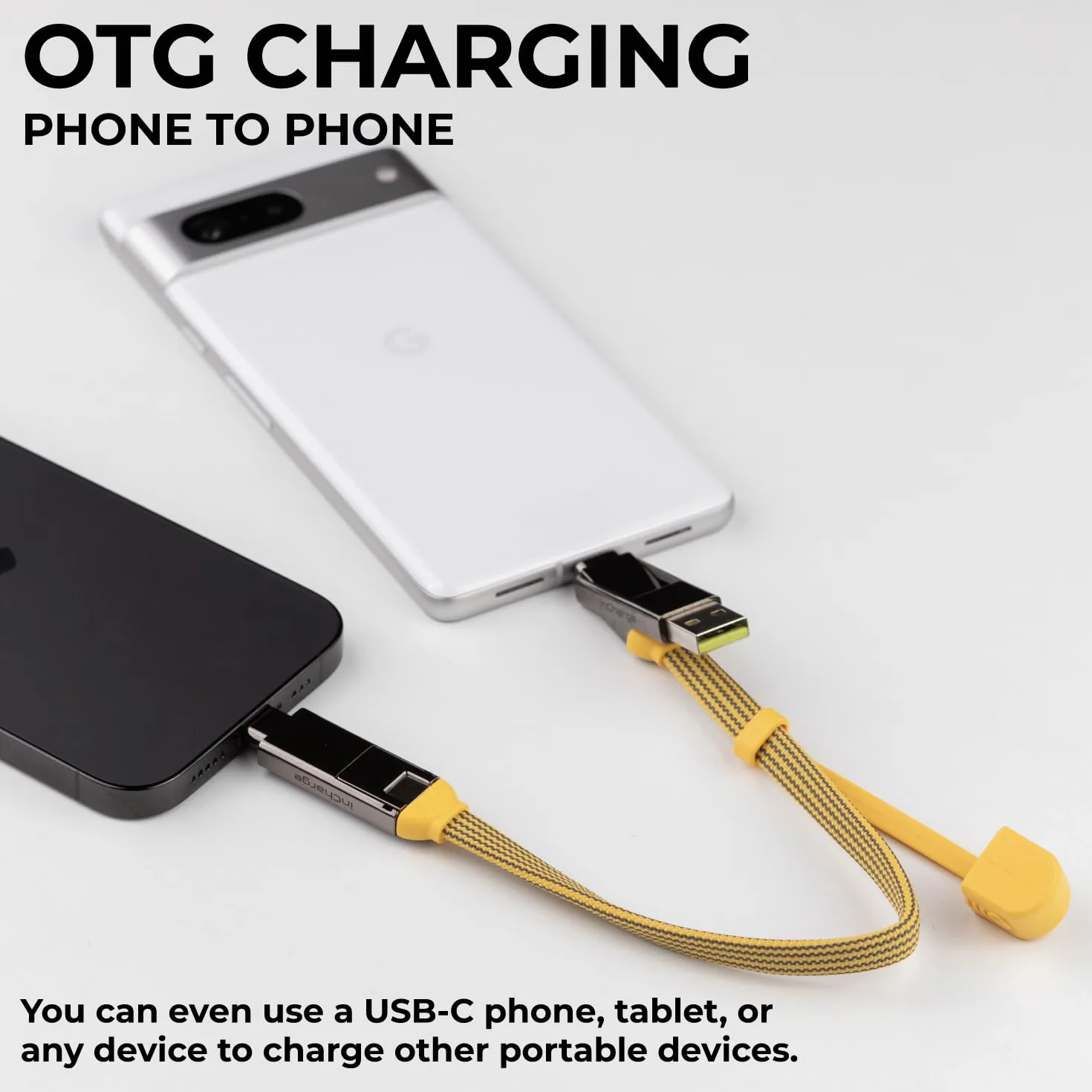 Rolling Square inCharge XL 30 cm - kabel USB typu c, uniwersalny kabel komórkowy, dla mężczyzn, uniwersalna ładowarka do telefonu komórkowego 6 w 1, gadżet techniczny, żółty, kabel Lightning 100 W