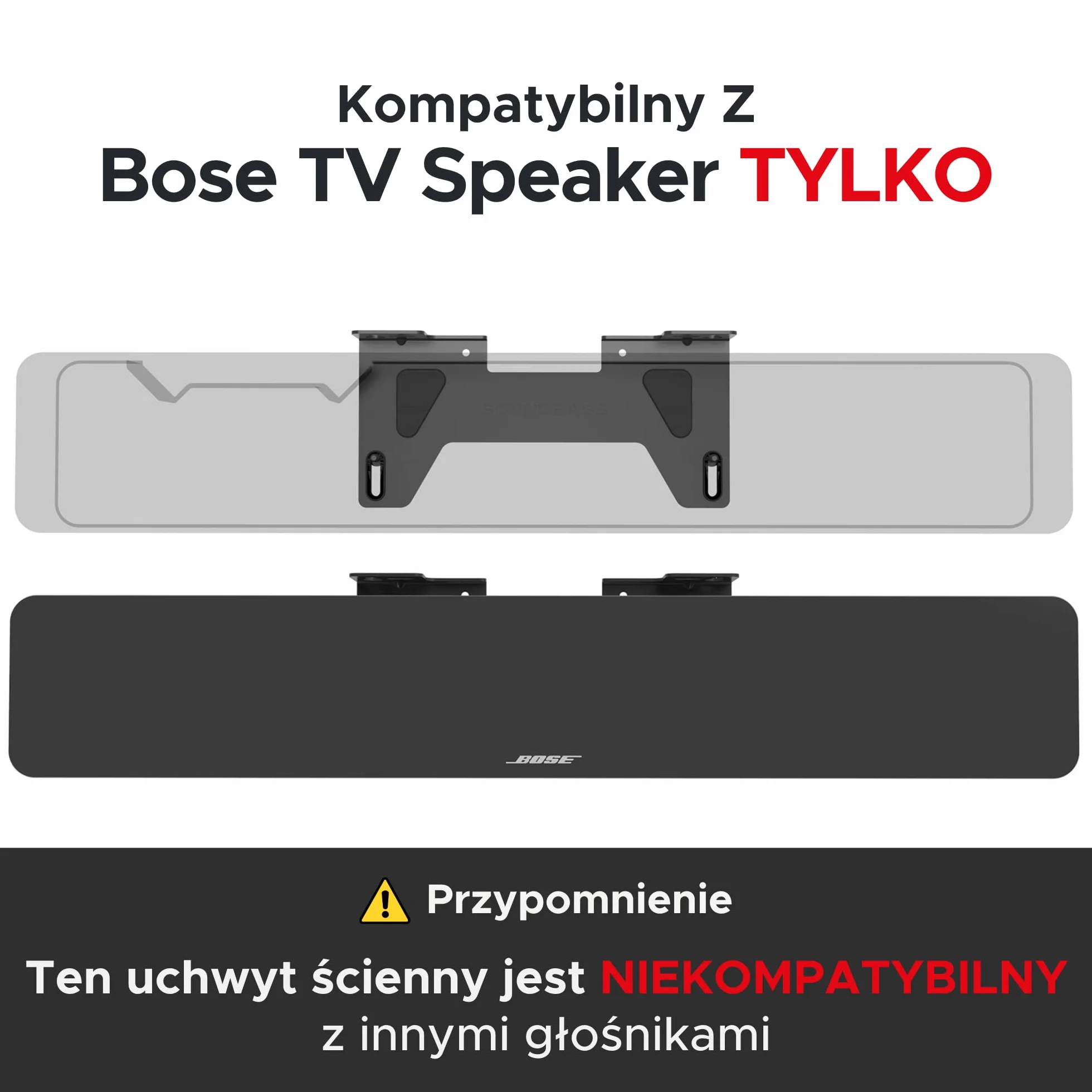 Uchwyt ścienny do głośnika telewizyjnego, kompatybilny tylko z głośnikami TV Bose, zestaw głośników telewizyjnych, w komplecie z pełnym zestawem akcesoriów montażowych, nadaje się tylko do głośników