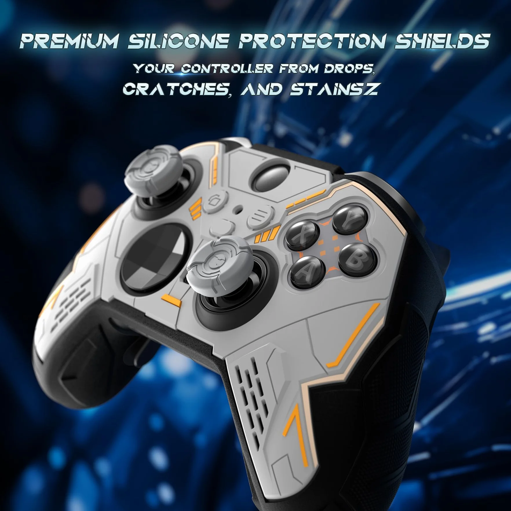 PlayVital Silikonowe Etui Ochronne do Xbox Elite Series 2 Core Szary Czarny Mecha Stellar