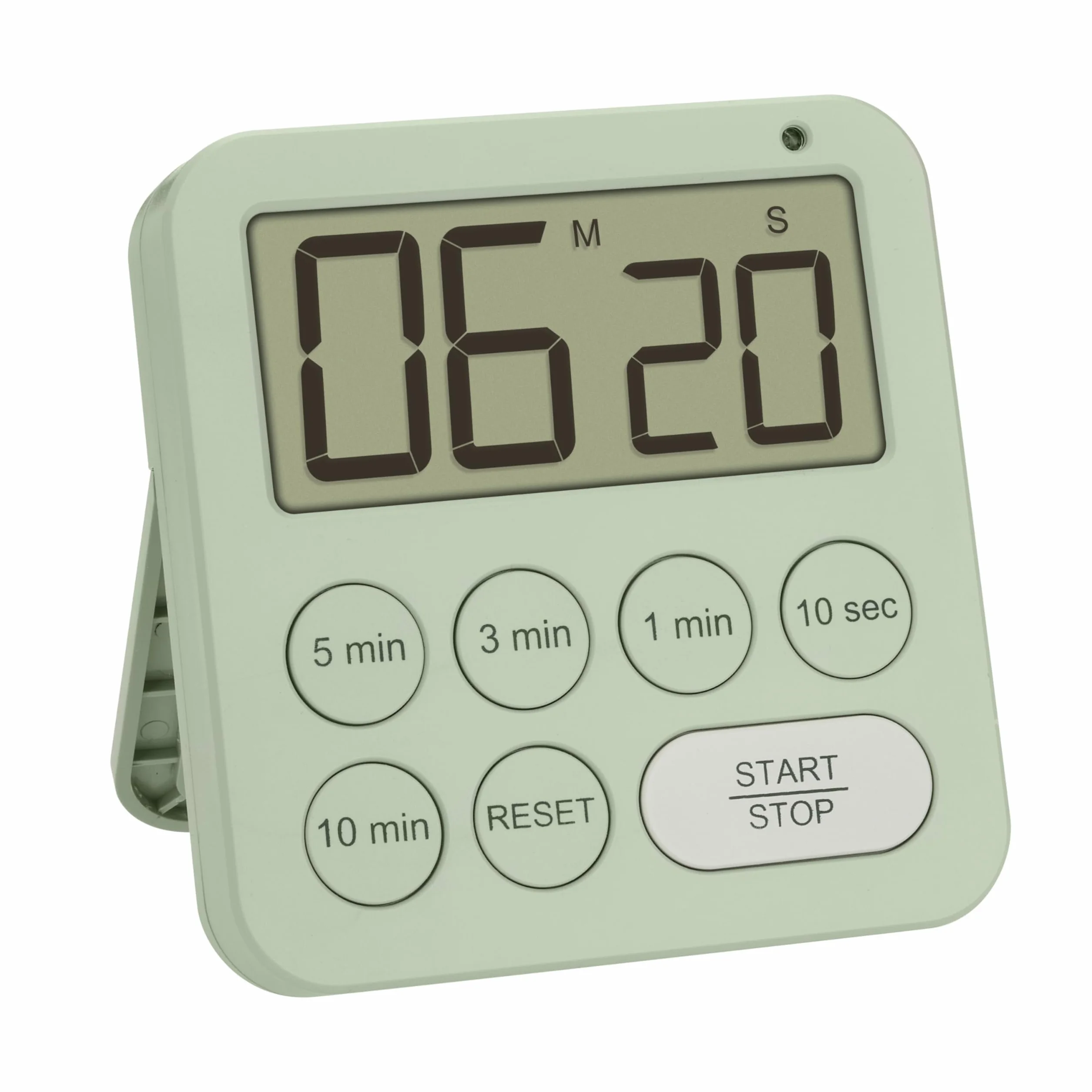 TFA Dostmann Cyfrowy timer do uprawiania sportu/kuchni/nauki, 38.2056, ze stoperem, magnetyczny, z 3 poziomami głośności, szybki wybór, duży wyświetlacz, wizualne światło ostrzegawcze LED, zegar na