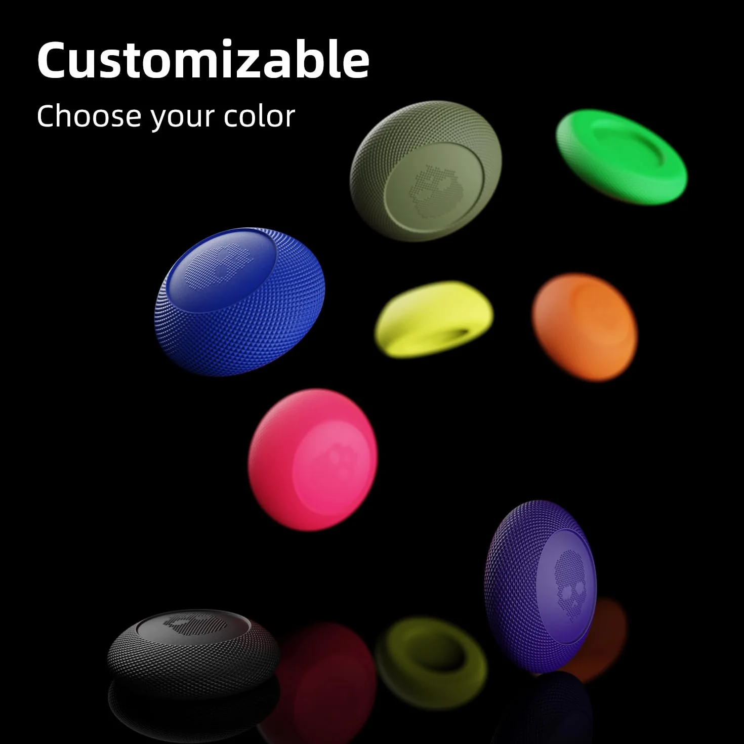Skull & Co. Convex Thumb Grip Caps Joystick Cap Analogowa Stick Cap Thumbstick Grip Cover for Steam Deck/Steam Deck OLED and ROG Ally/ROG Ally X - Black, 2 pary (4 szt.)