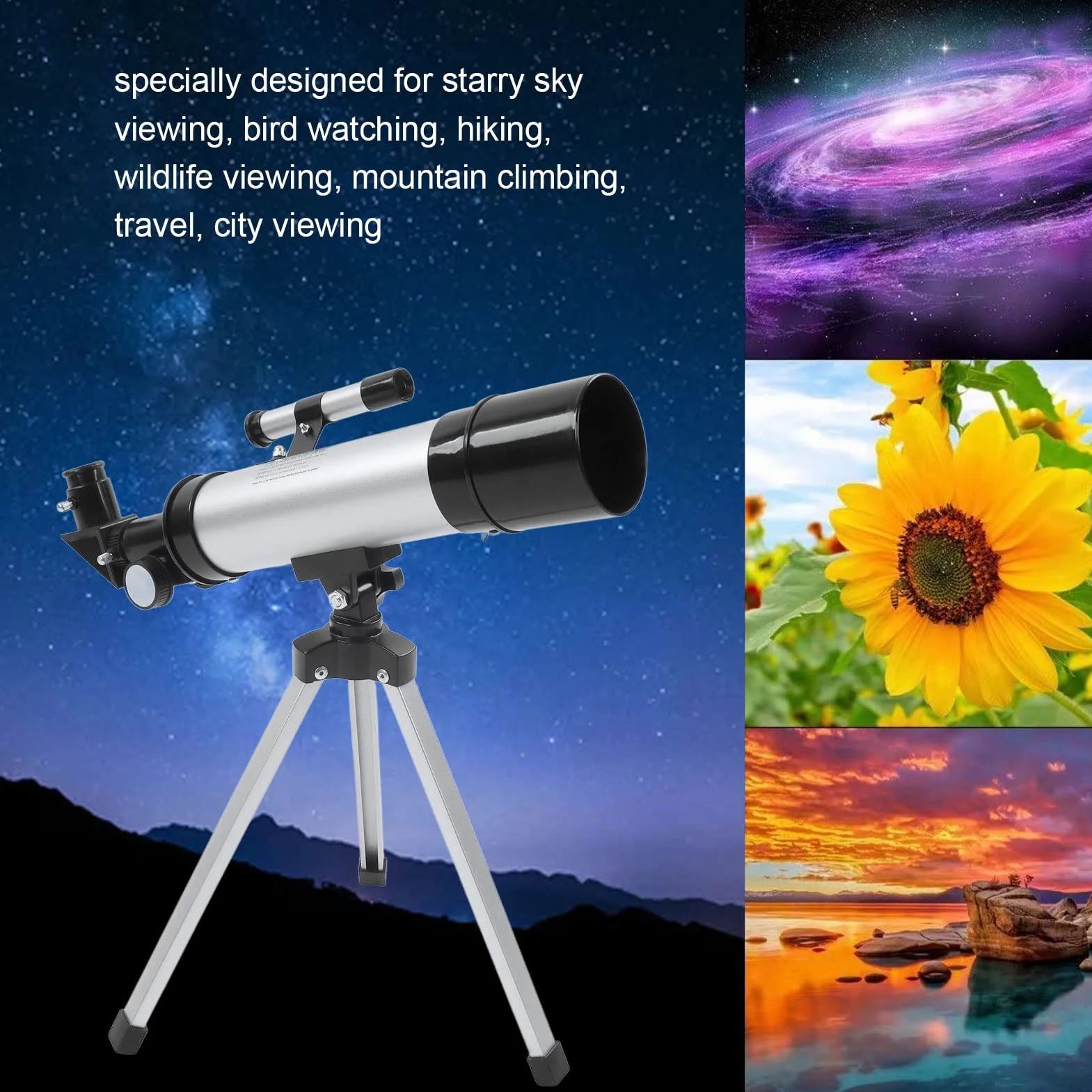 Dziecięcy Teleskop Astronomiczny, 50mm Apertura 360mm Teleskop Astronomiczny z Refraktorem i Statywem Przenośny Teleskop Monokularowy dla Początkujących Astronomów/Dorosłych/Dzieci