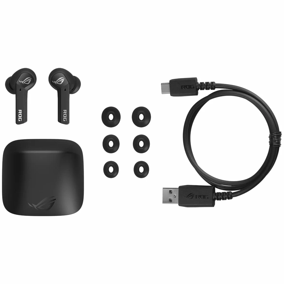 ASUS ROG Cetra True Wireless - bezprzewodowe słuchawki douszne do gier z połączeniem o niskim opóźnieniu, ANC, do 27 godzin baterii dzięki zintegrowanej obudowie ładującej, wodoodporności IPX4.