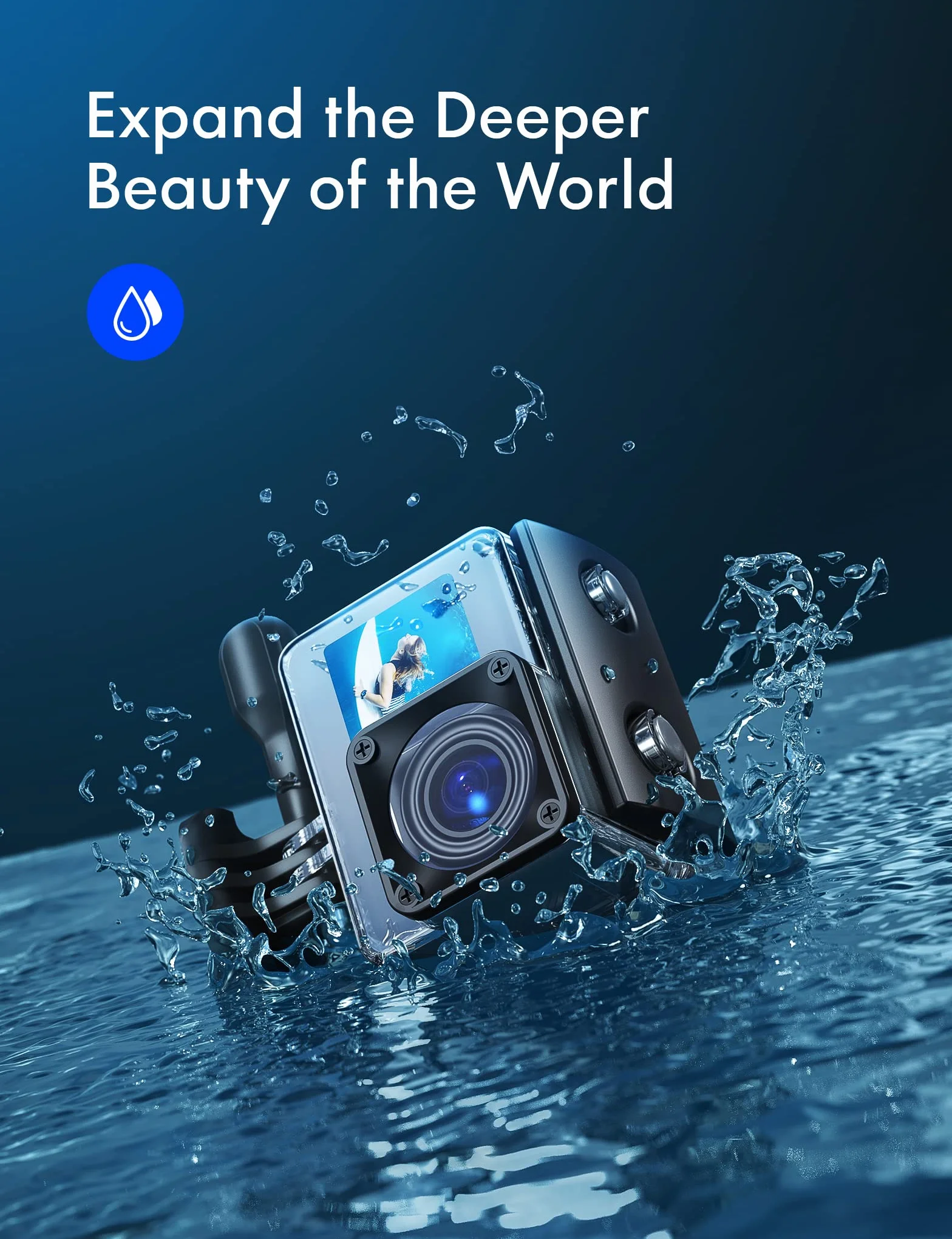 WOLFANG GA200 Action Cam 4K 24MP Podwodna kamera WiFi 40M Wodoodporny stabilizator obrazu EIS Ekran dotykowy Kamera na kask 170° Kamera szerokokątna (pilot, 2 baterie i zestaw akcesoriów)