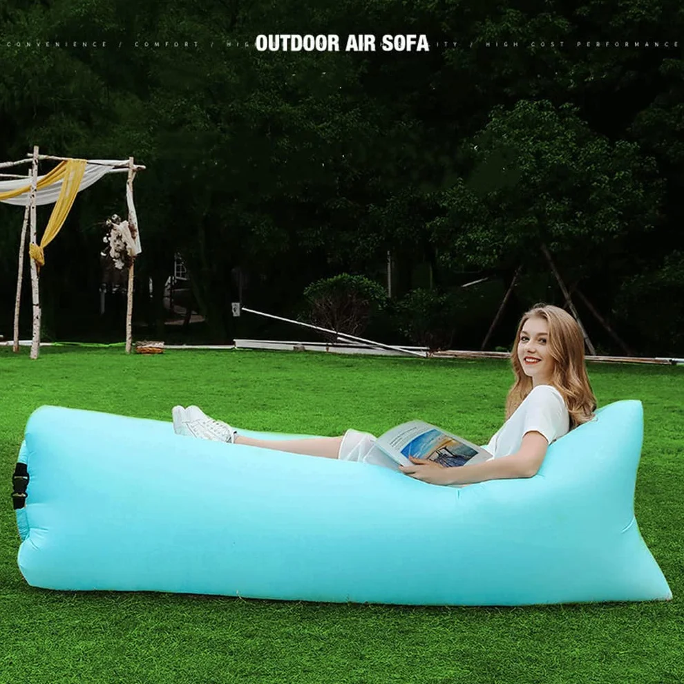 TURIM Nadmuchiwana sofa, sofa powietrzna z przenośnym pakietem, przenośna leżanka na kemping, plażę, do parku, na plażę