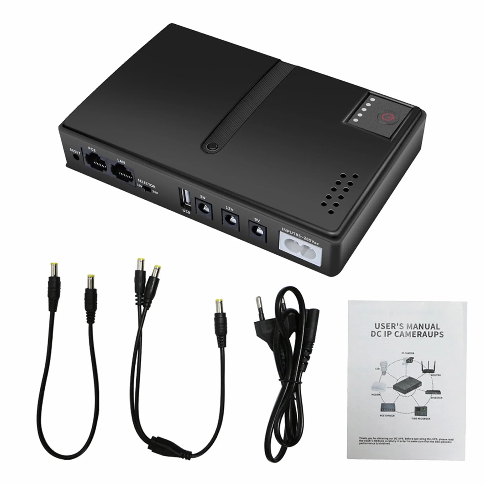Mini UPS Zasilanie Awaryjne z Baterii, 10400MAh 36 W Bezprzerwowy Zasilacz z Wyjściem USB 5 V DC 5 V 9 V 12 V 2 A POE 15 V 24 V 1 A 6 Gniazd Zasilanie Zasilanie dla Routera,