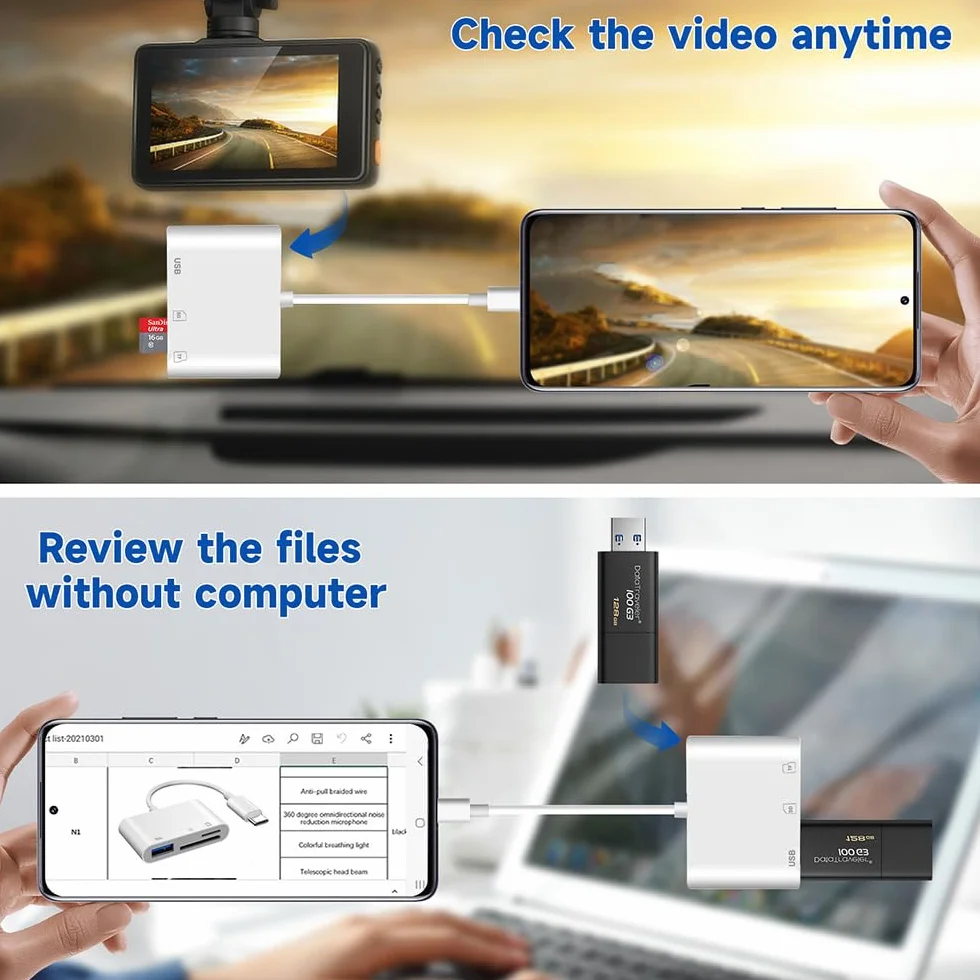 Czytnik kart USB C SD, TF Micro adapter kart pamięci z portem USB A do iPhone 15 16/iPad/Mac/Laptop typu C na aparat fotograficzny czytnik kart do iMac, iPad Pro Air Mini, Galaxy, MicroSD/SD