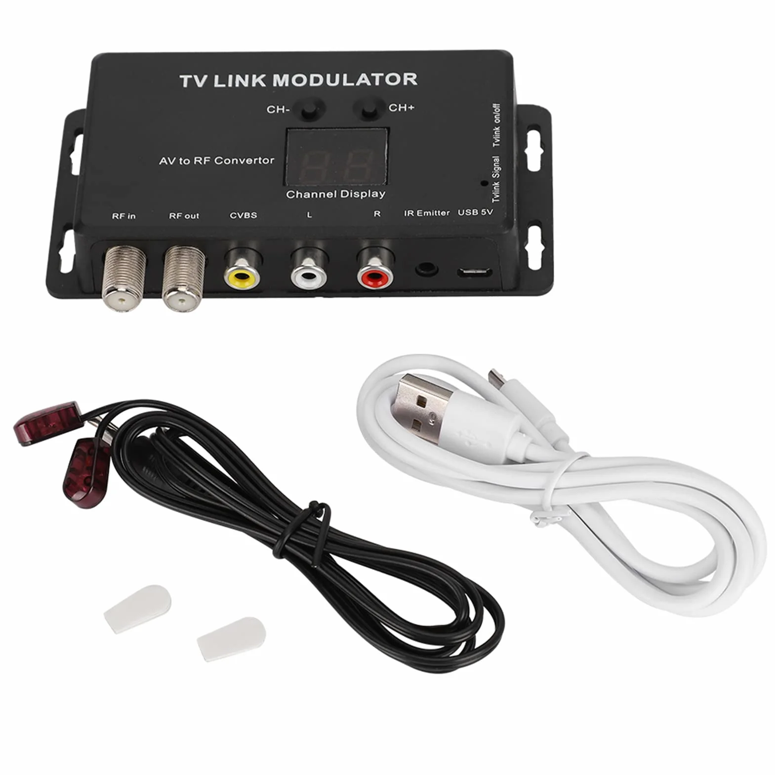 TM70 Modulator UHF TV LINK Konwerter AV RF Przedłużacz Podczerwieni z Wyświetlaniem Kanałów dla Domu