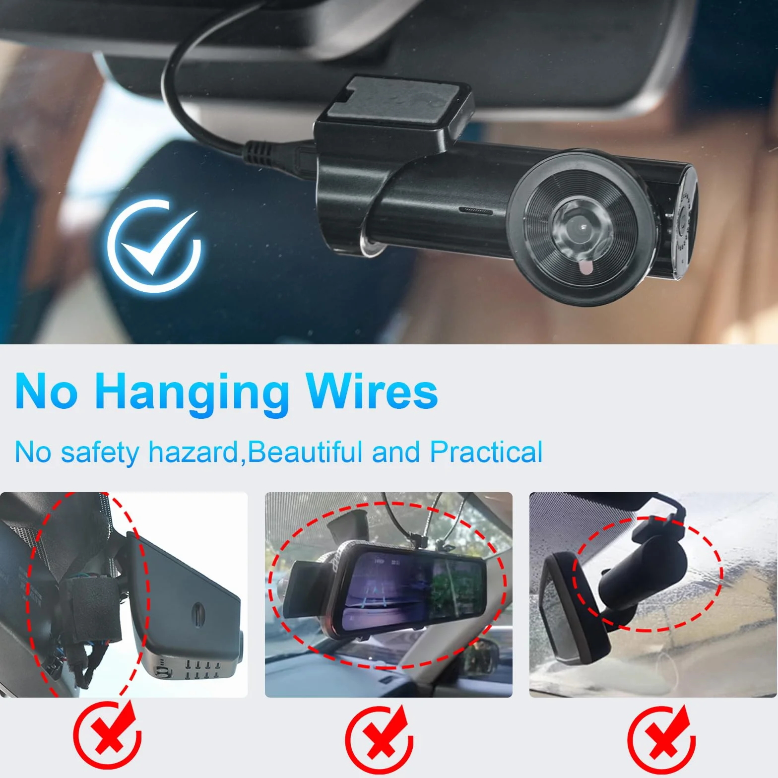 Dashcam Power Adapter Custom for Ford 16 Pin (Model A) for F150/F250/F350 Explorer Bronco and etc,Hide The Wires,GPS Radar Mirror Camera Dash Cam Adapte,Connects to Rearview Mirror(Exposed)