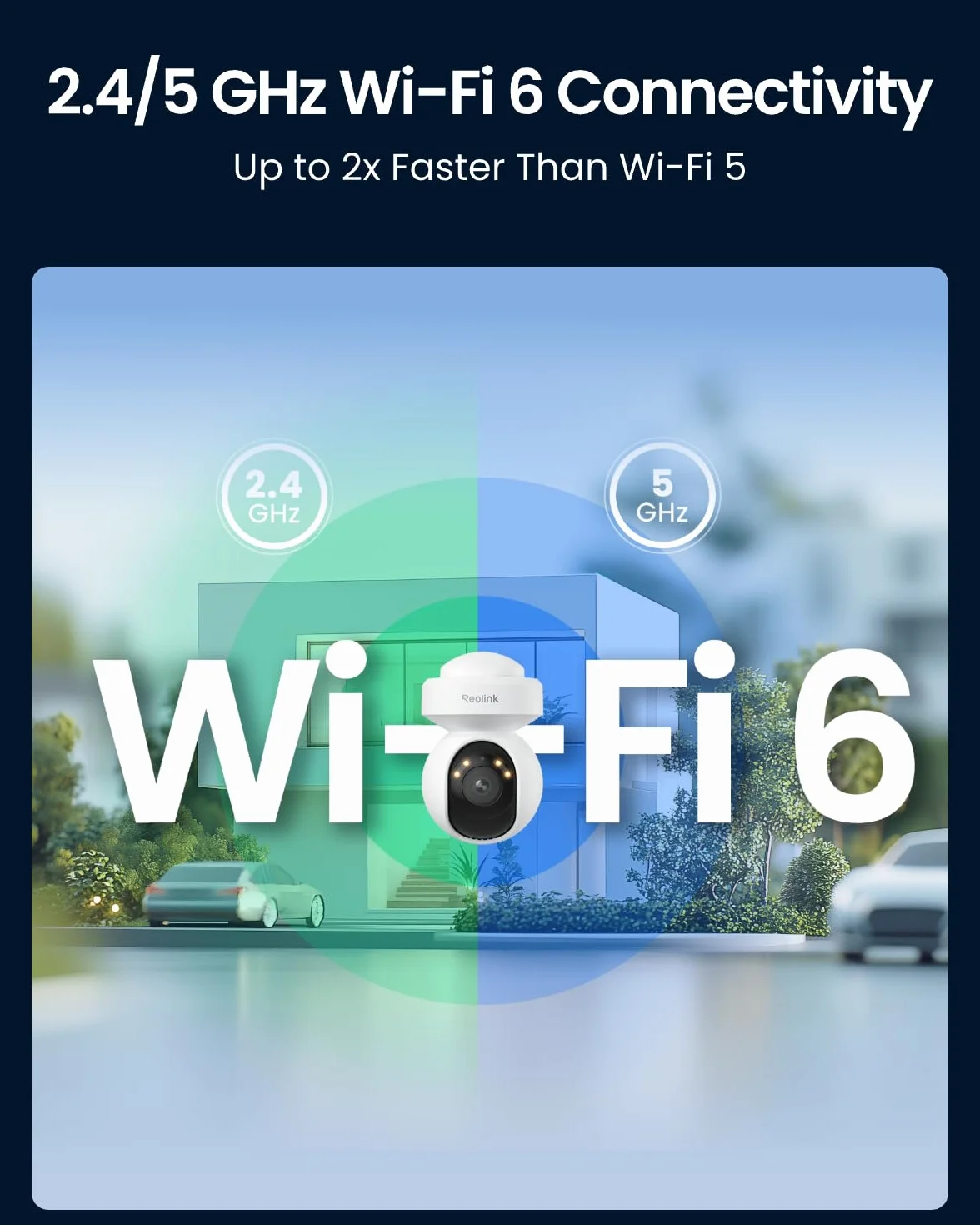 Reolink Kamera zewnętrzna Smart 4K z detekcją ruchu, automatycznym śledzeniem, Wi-Fi 6, obrotem 355° i pochyleniem 50°, dwukierunkową rozmową, kolorowym widzeniem nocnym, E1 Outdoor S