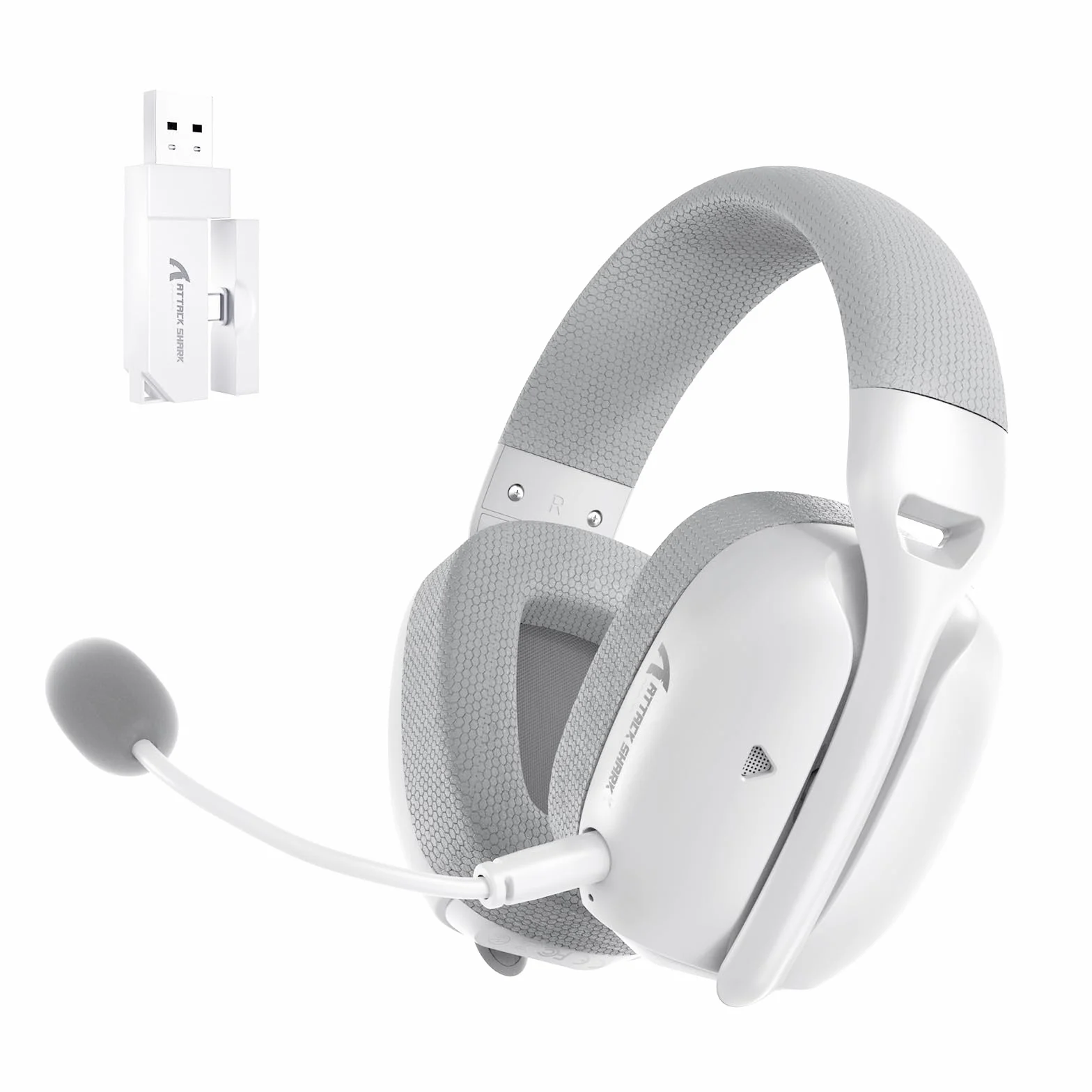 ATTACK SHARK L80PRO Bezprzewodowy Headset Gamingowy 3D Surround 40 mm 2.4G BT Przewodowy Biały
