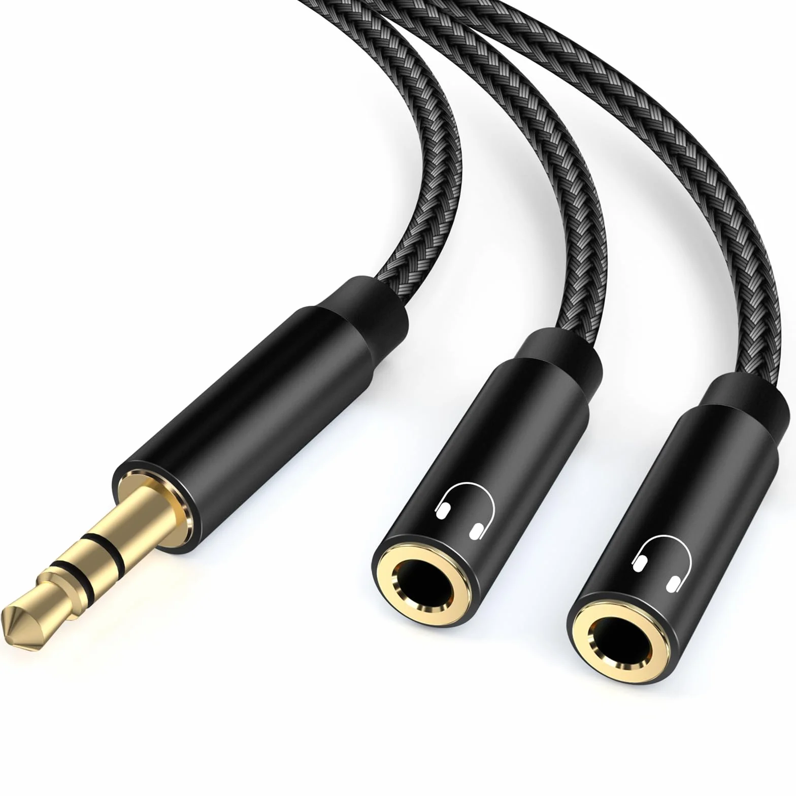 Audio Splitter Jack Y AUX Adapter, lalasis 3,5 mm męski na żeński zestaw słuchawkowy stereo aux kabel rozdzielający słuchawki podwójna wtyczka do laptopa, tabletu, smartfona, Samsunga, głośników,