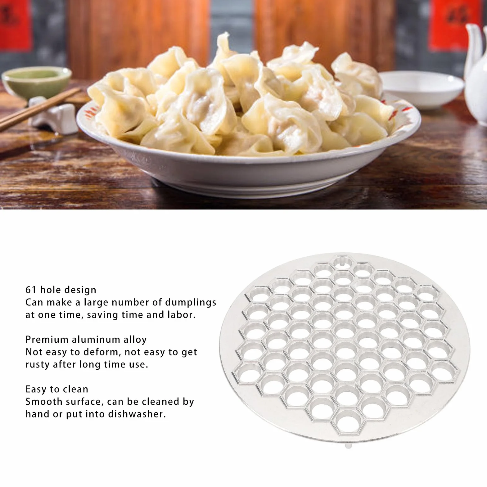 Rosyjskie Urządzenie do Robienia Pierogów, 61 Otworów Urządzenie do Robienia Pierogów ze Stopu Aluminium Kuchnia Pelmeni Narzędzie do Robienia