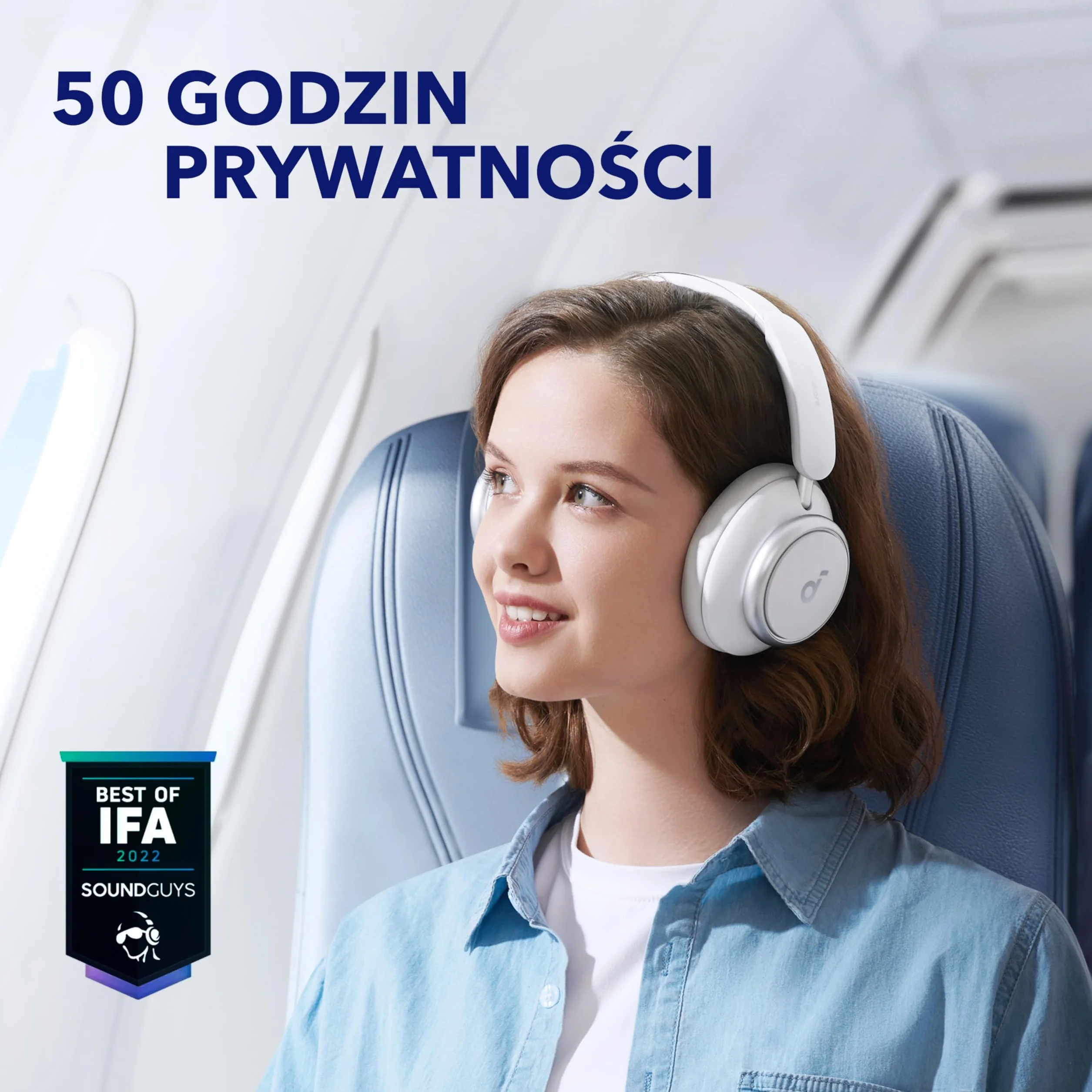 Soundcore Space Q45 by Anker słuchawki z adaptacyjną redukcją szumów do 98%, 50 godz. odtwarzania, aplikacją, szczegółowym dźwiękiem w wysokiej rozdzielczości, Bluetooth 5.3, idealne na podróż
