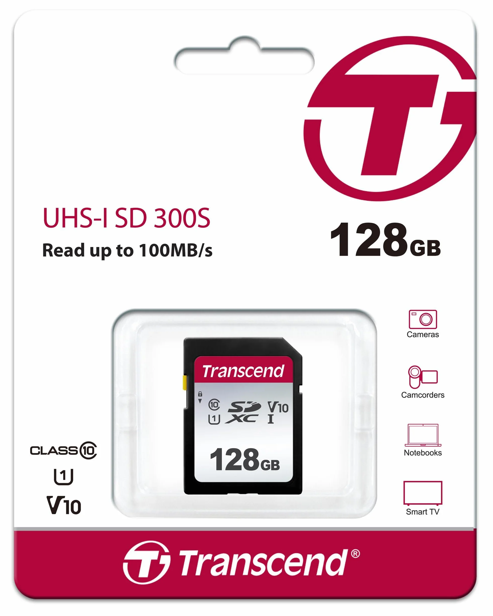 Transcend Highspeed 128 GB SDXC karta pamięci UHS-I U3, Video Speed Class V30 do 4K Ultra HD TS128GSDC300S-E2