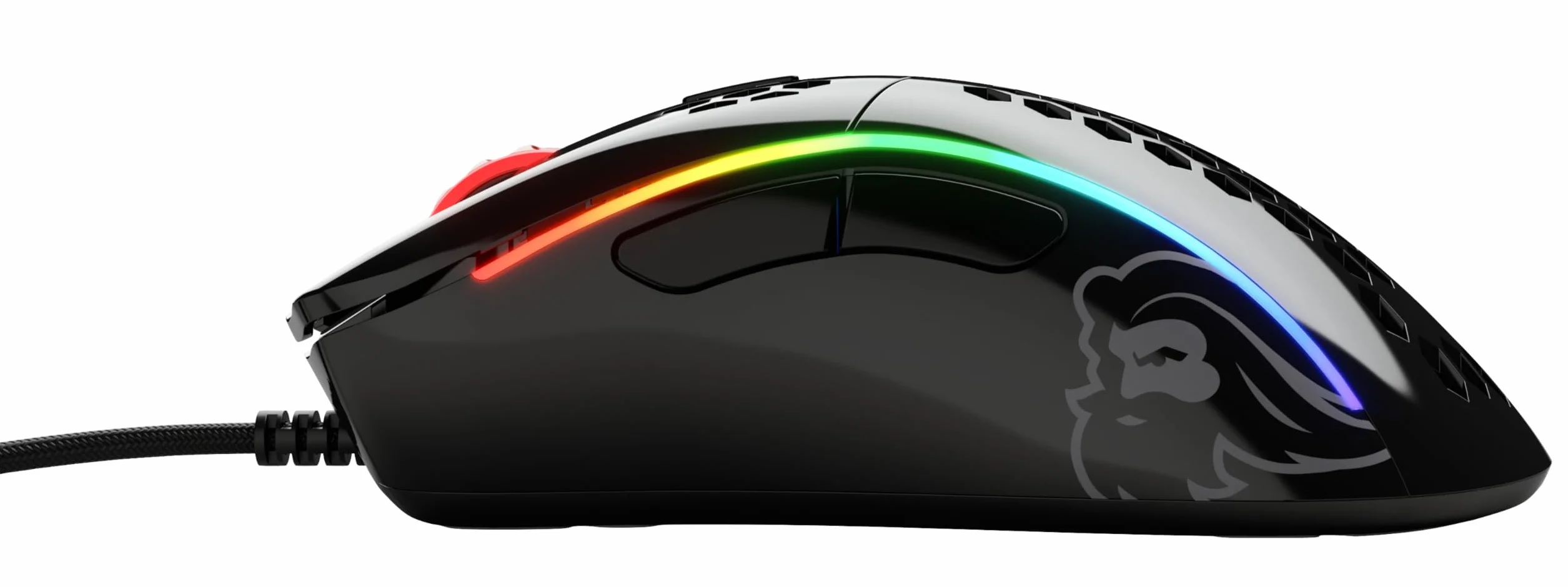 Glorious Gaming Model D- Mysz Przewodowa Superlekka 61g Plaster Miodu RGB Pixart 3360 Przełączniki Omron Ślizgacze PTFE Połyskująca Czerń
