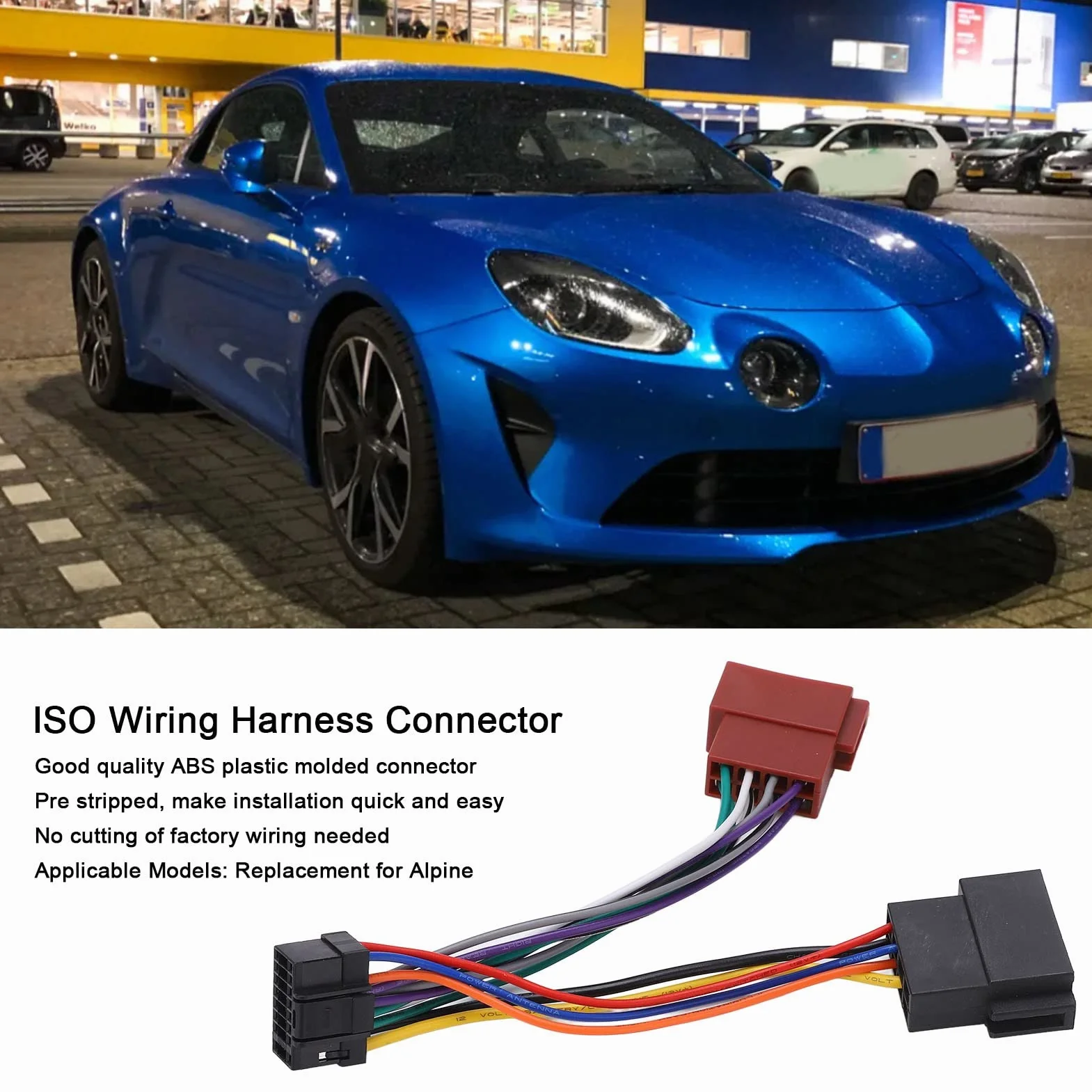 Aramox Adapter Wiązki Przewodów Samochodowych, 16 Pin ISO, Złącze do Radia Stereo, Zamiennik compatible with Alpine