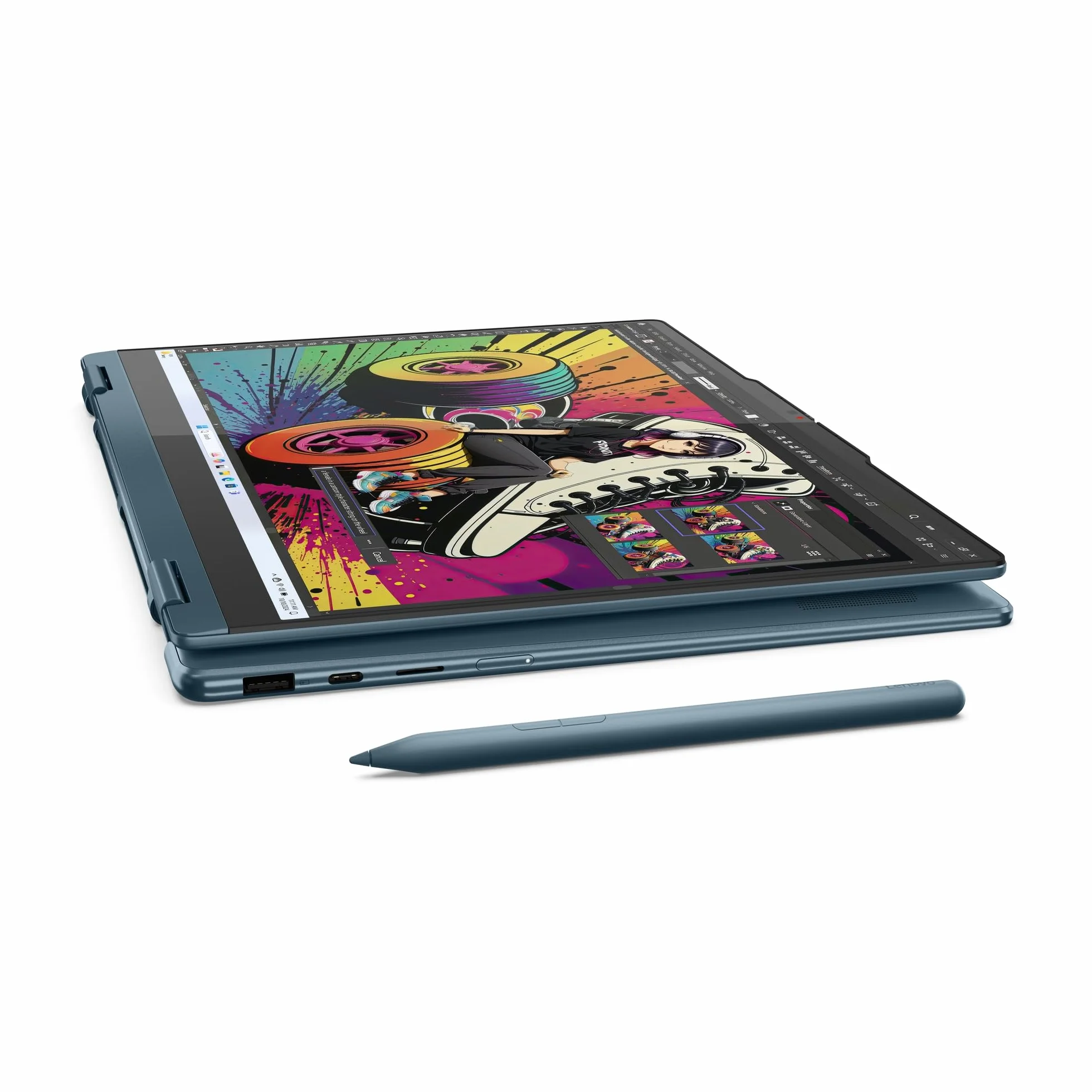 Lenovo Yoga 7 laptop 2 w 1, Copilot+, 14" WUXGA OLED, AMD Ryzen AI 7, 16 GB RAM, 512 GB SSD, AMD Radeon 860M, Win11, QWERTZ, Tidal Teal, 3 miesiące Premium Care, w zestawie etui dostępne wyłącznie w