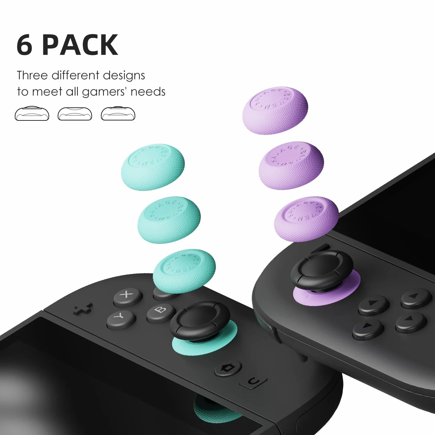 Savage Raven by Skull & Co. Skin, CQC zestaw uchwytów na kciuk, nasadka joysticka, analogowa nasadka na kij do kontrolera Nintendo Switch 2 Joy-Con, czarna, 3 pary (6 szt.)