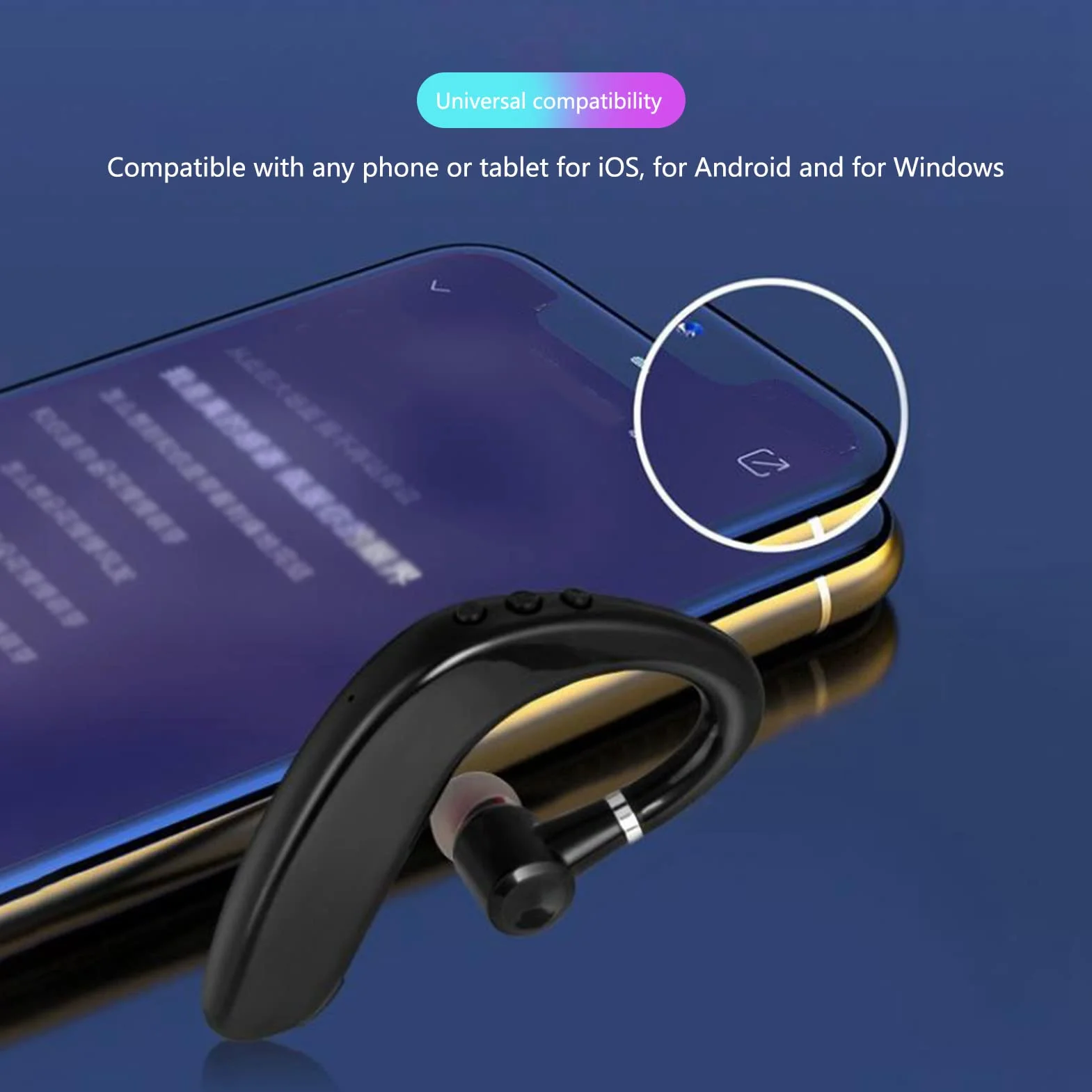 Zestaw Słuchawkowy z Jednym Uchem, Bezprzewodowe Słuchawki Bluetooth V5.2 Zestaw Słuchawkowy z Zaczepem na Ucho do Podróży Służbowych Wodoodporny Zestaw Słuchawkowy dla Biznesu