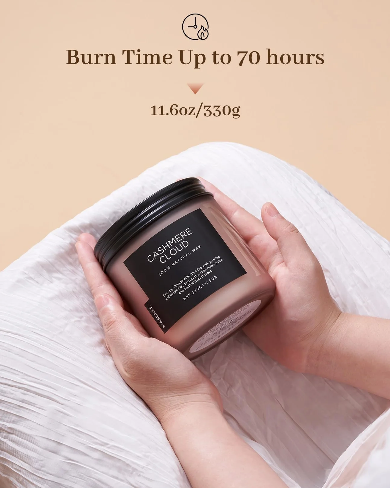 M&SENSE Świeca zapachowa kokosowa jaśminowa 329 ml naturalna wosk sojowy czas palenia 70h 2 sztuki aromaterapia
