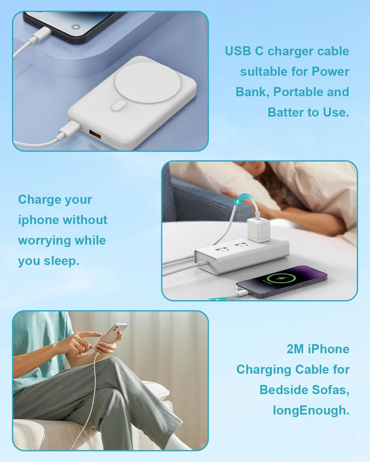 Kabel USB C na Lightning 2Pack 2M, certyfikowany przez MFi kabel do ładowarki iPhone'a, kabel do ładowarki iPada, kabel iPhone Lead Lightning kompatybilny z iPhone 14/13/12/11/X/XS/XR/8/7/6/SE/iPad