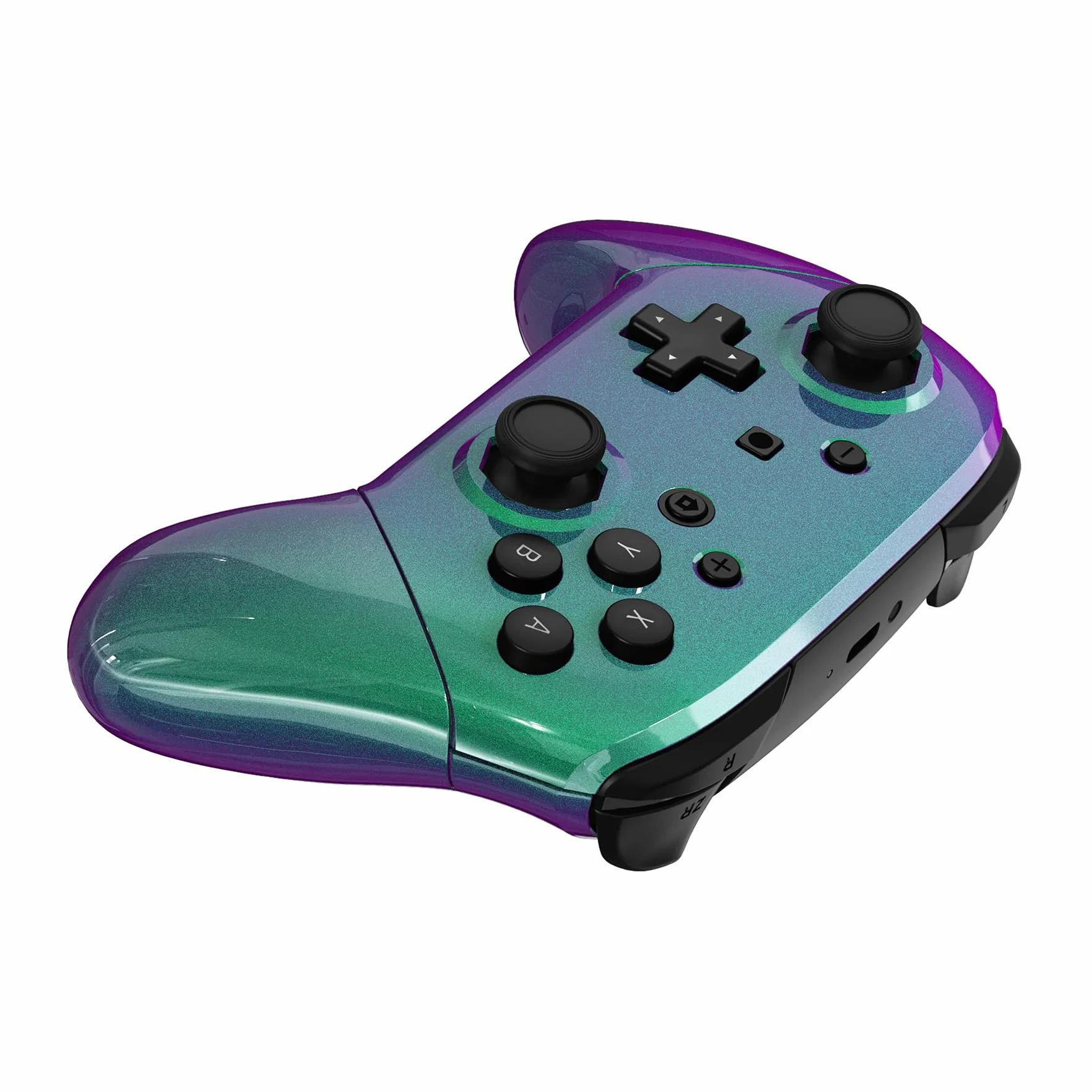 eXtremeRate Kameleon Zielony Fioletowy Faceplate Backplate Handles Cover dla Switch Pro Controller