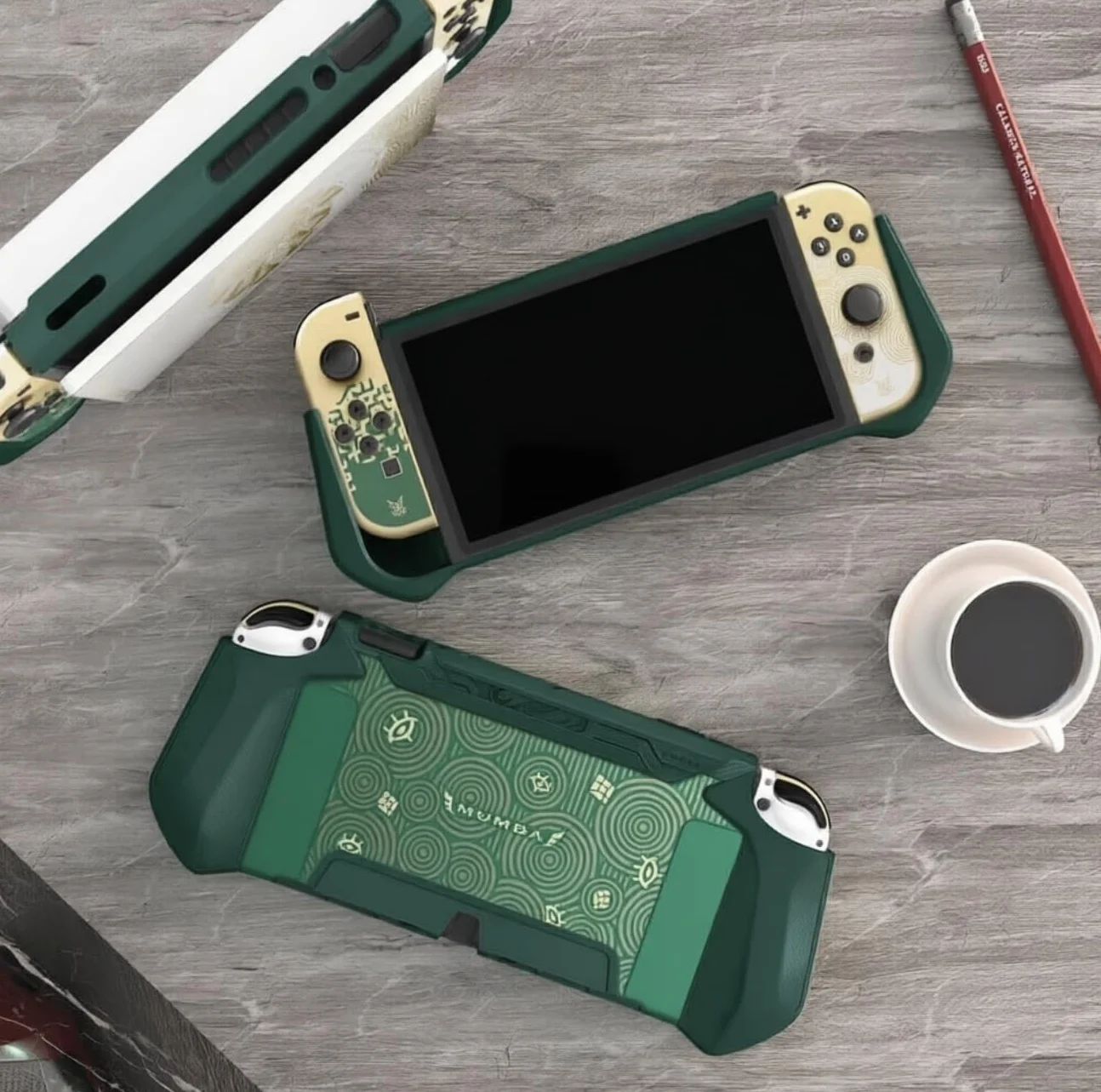 mumba Etui dokowalne do Nintendo Switch OLED 2021, seria Blade, pokrowiec ochronny z TPU, akcesoria kompatybilne z Nintendo Switch OLED 17.8 cm i kontrolerem Joy-Con (Viridian)