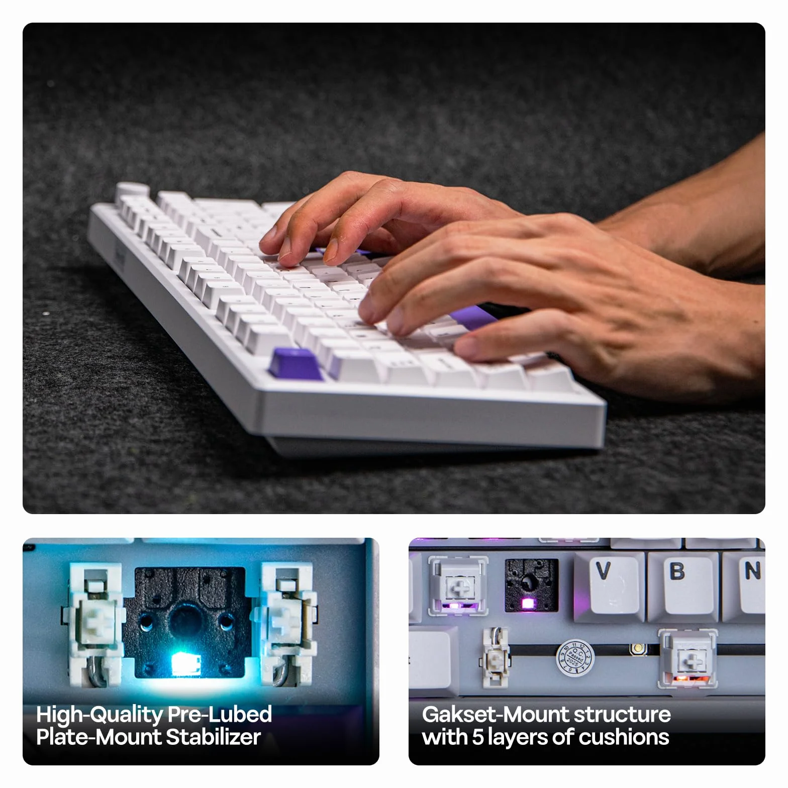 EPOMAKER Galaxy100 QMK/Via pełnowymiarowa mechaniczna klawiatura do gier, USB-C/BT/2,4 GHz, bateria 8000 mAh, CNC aluminium, numpad, Hot-Swap, Gasket