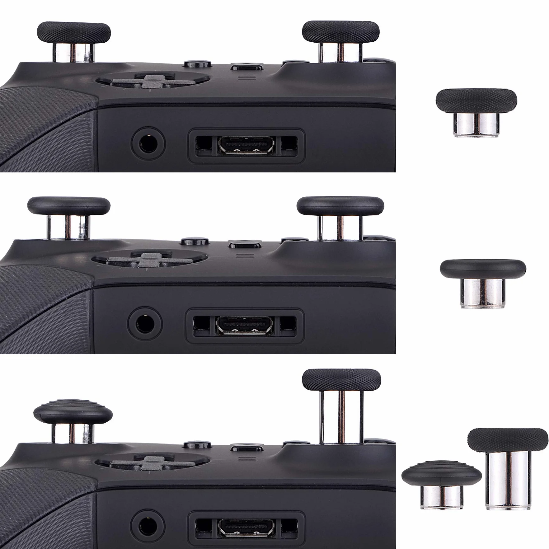 eXtremeRate 6 w 1 Metalowy Wymiana Uchwyt na Kciuki, Zamiana Joysticków Magnetycznych na Kontroler dla Xbox One Elite Series 2 i dla Xbox Elite 2 Core (Model 1797) - Czarny