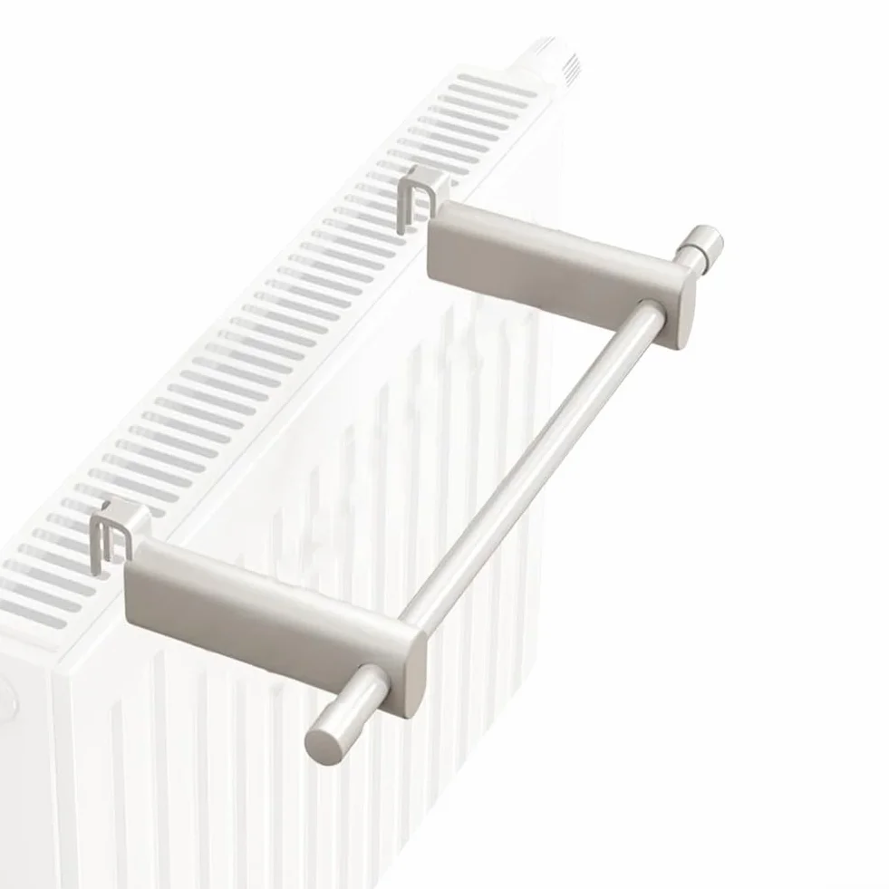 Kompaktowy wieszak na ręczniki grzejnikowe 30 cm biały stal organizer łazienkowy