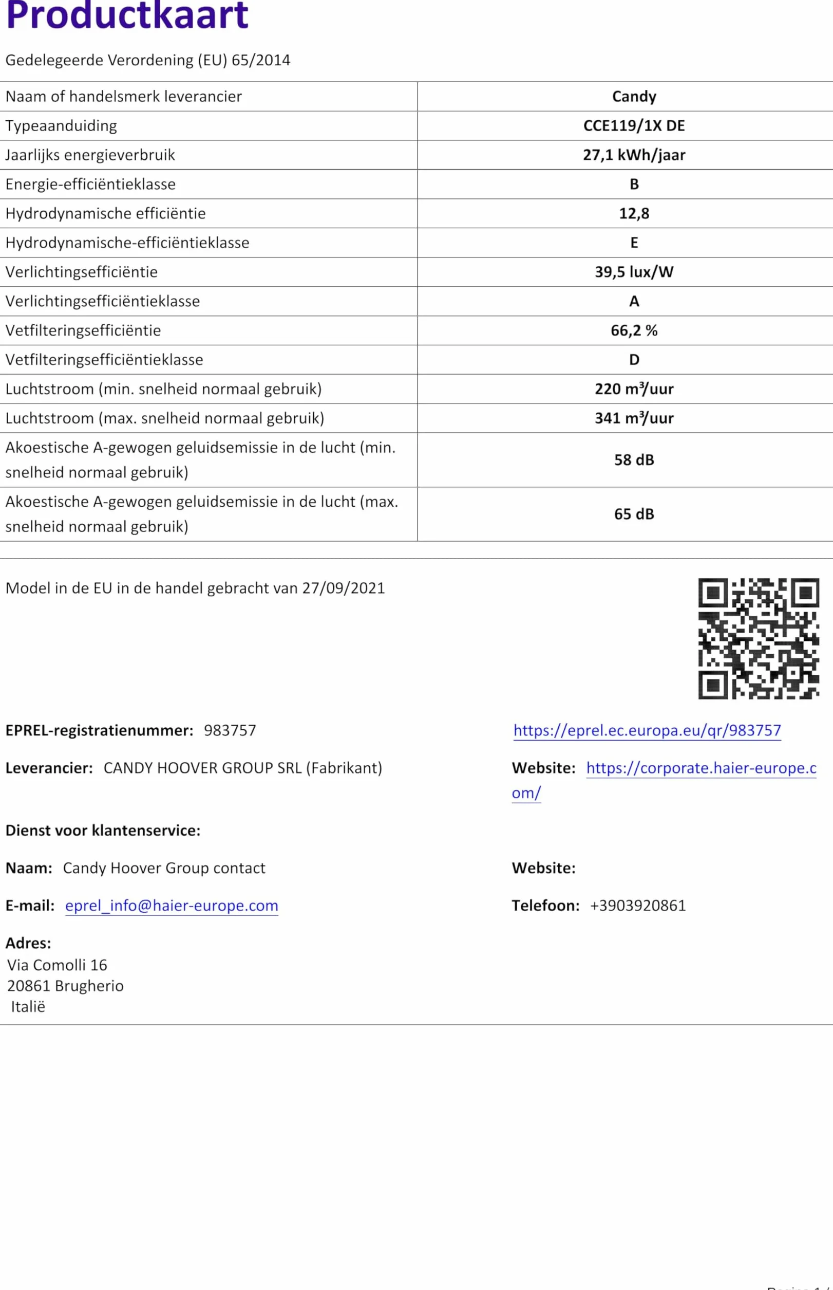 Candy Okap kuchenny CCE119/1X DE/szerokość 90 cm/moc 213 W / 3 poziomy mocy/maks. wydajność powietrza: 341 m³/h/powietrze wywiewane i obiegowe/efektywność energetyczna B/oszczędna lampa LED/stal