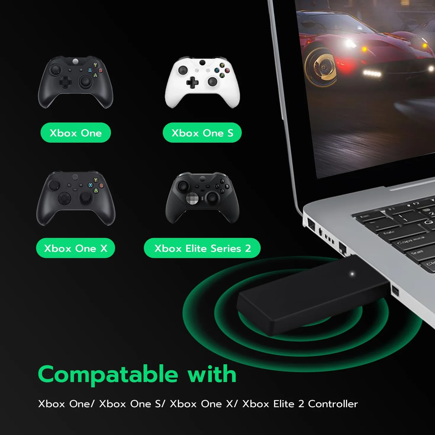 Mcbazel Bezprzewodowy adapter kontrolera gier Xbox dla Windows PC kompatybilny z Xbox One/Series S