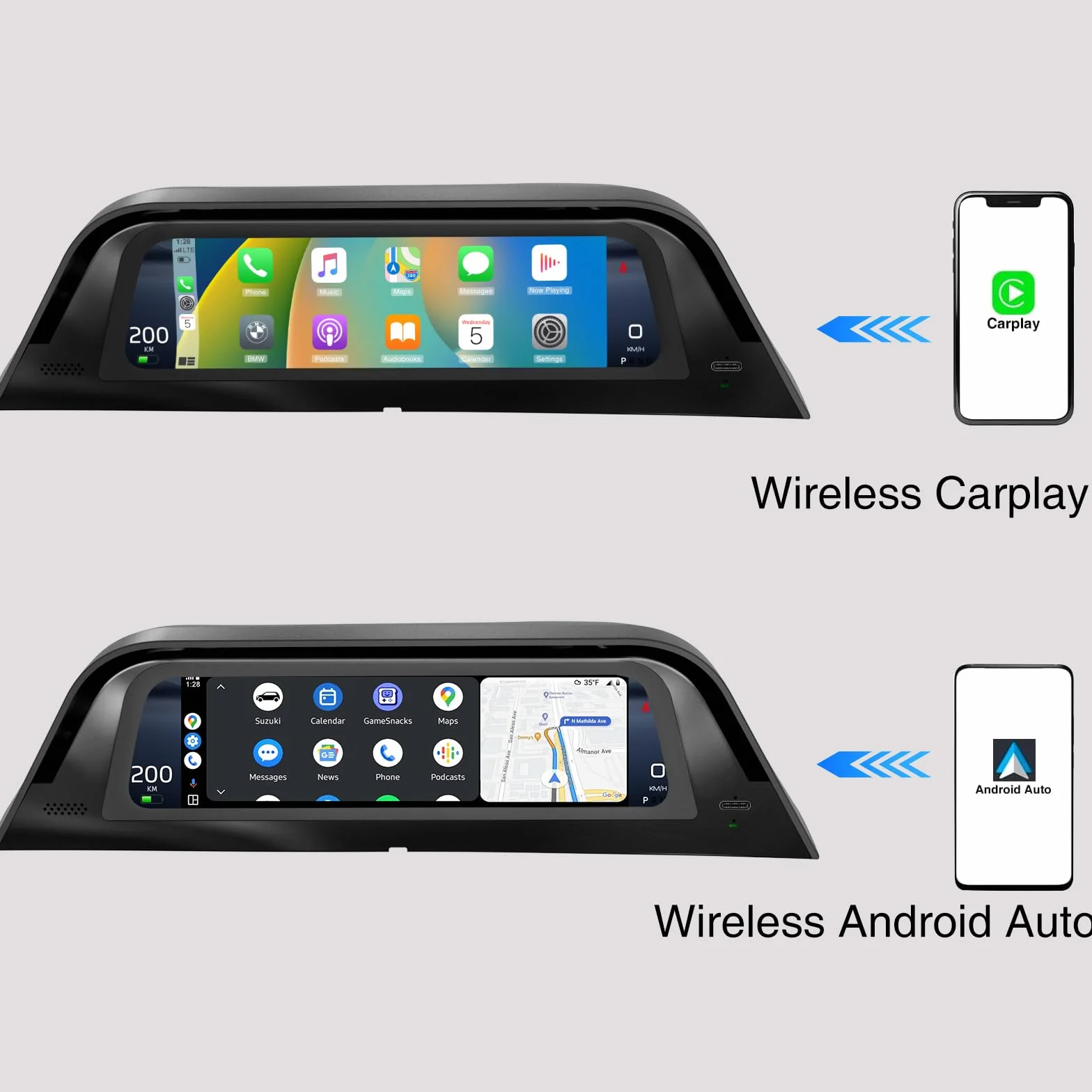 Wyświetlacz Head-Up z otworem wentylacyjnym do Tesli Model Y 2019-2024 i Model 3 2017-2023 Ekran 9,66" - bezprzewodowy CarPlay Android Auto, martwy punkt, ekran antyodblaskowy
