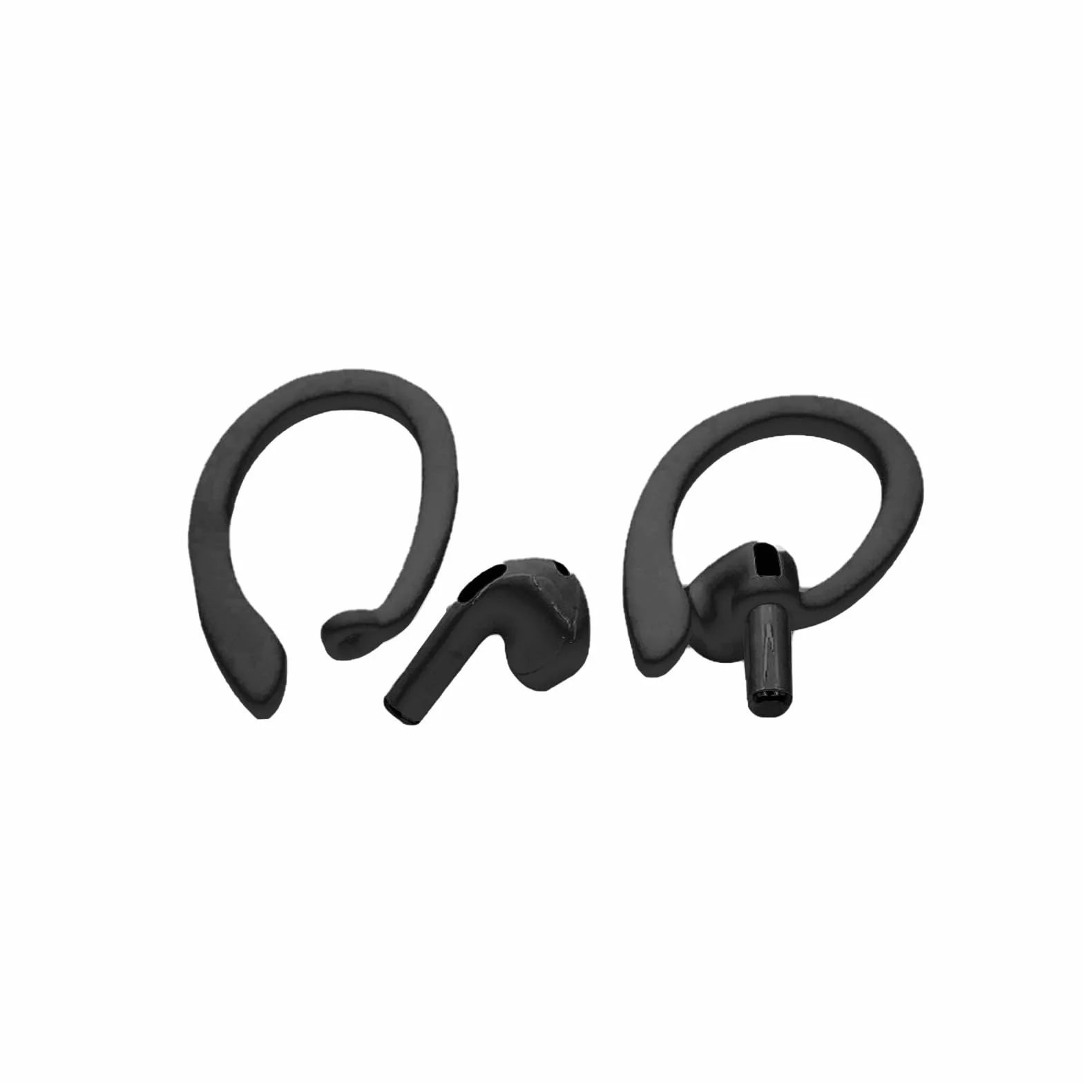 1 para zaczepów na ucho do słuchawek Bluetooth, do słuchawek Airpods, Apple, akcesoria sportowe, zapobiegające zgubieniu, silikonowe zaczepy na ucho (czarne)