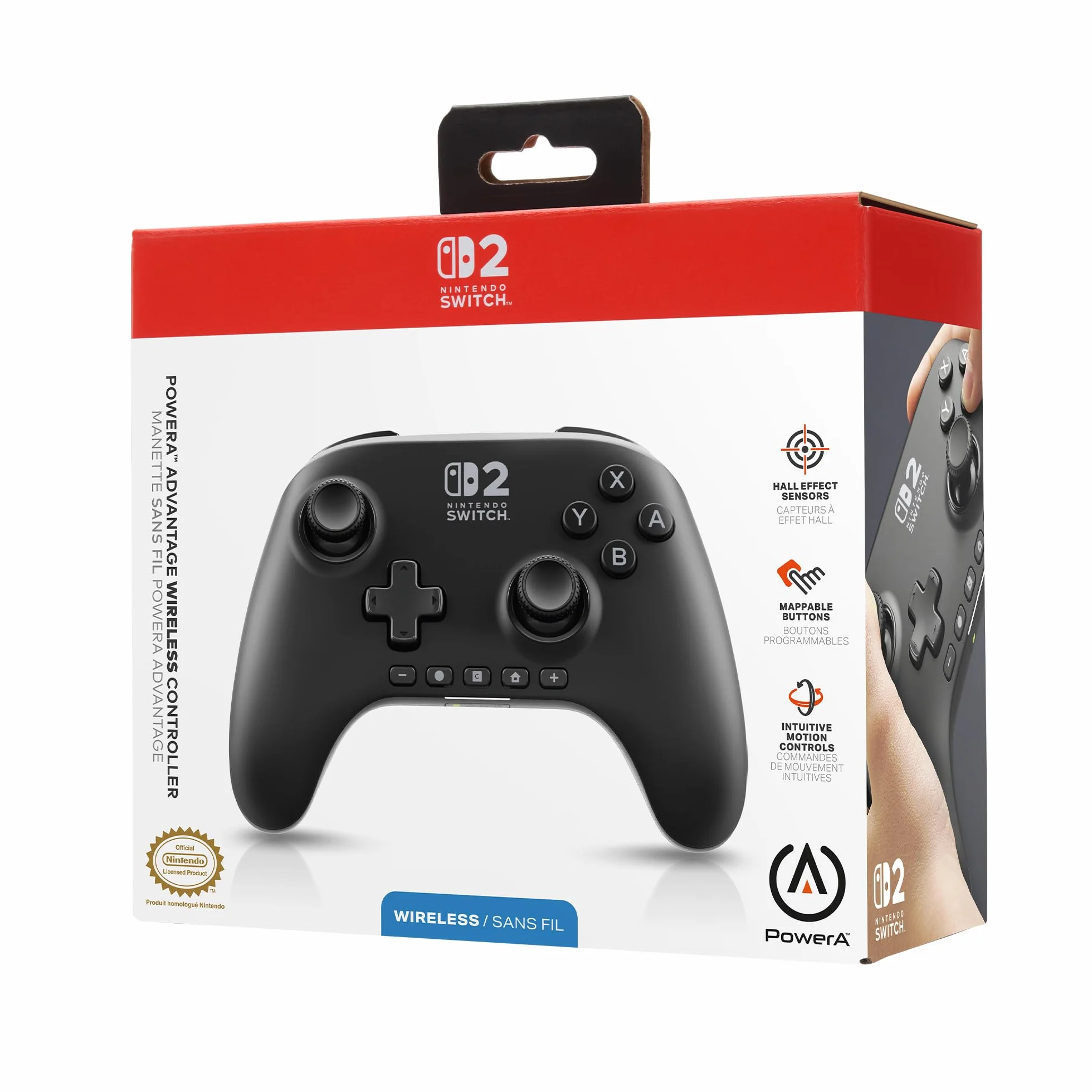 PowerA Advantage Bezprzewodowy Kontroler do Nintendo Switch 2 – Czarny, Efekt Halla, Mapowalne Przyciski, Pro