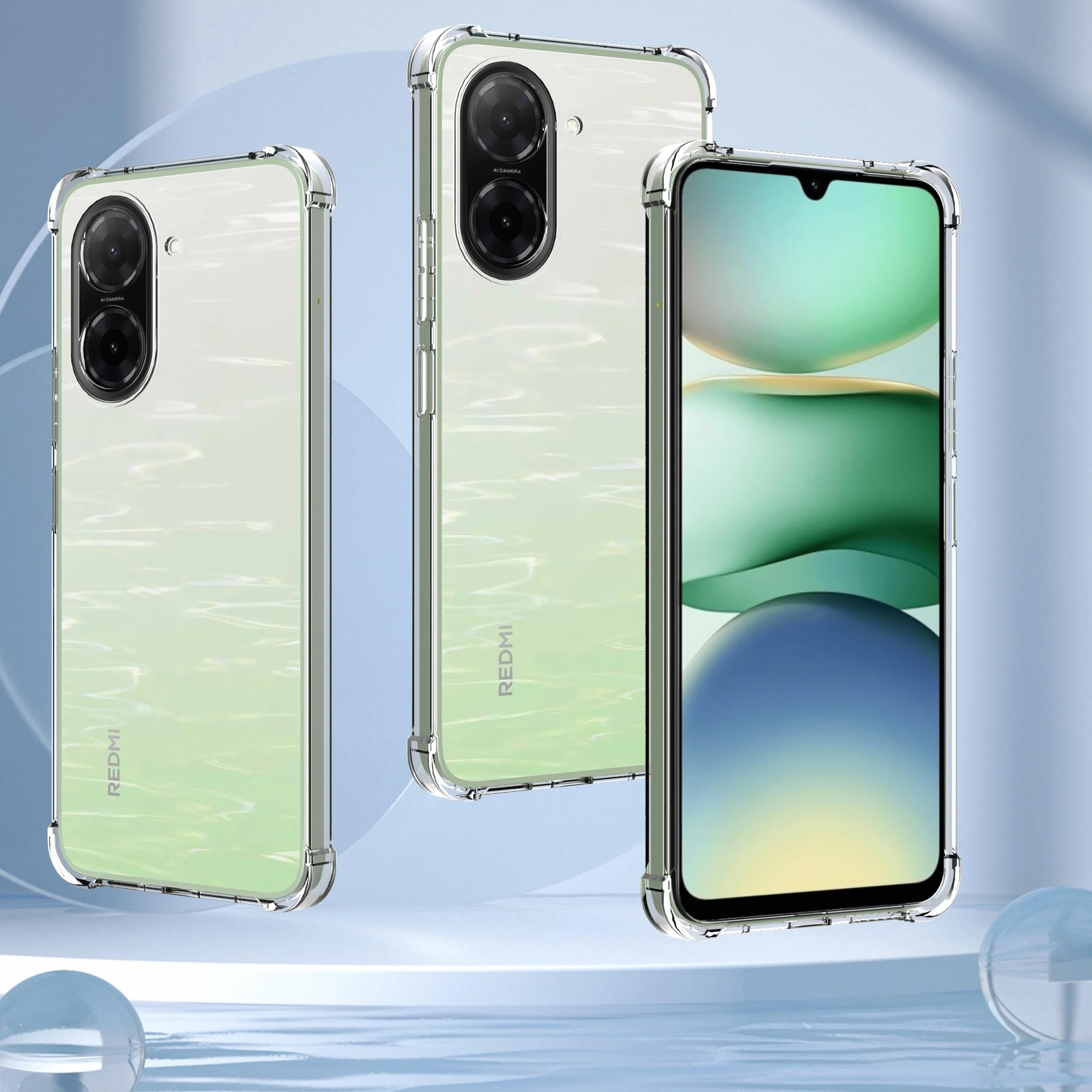 Anoowkoa Etui ochronne do Xiaomi Redmi A5 4G 2 sztuki szkła hartowanego, ultracienkie miękkie TPU przezroczyste silikonowe odporne na wstrząsy etui ochronne z amortyzacją
