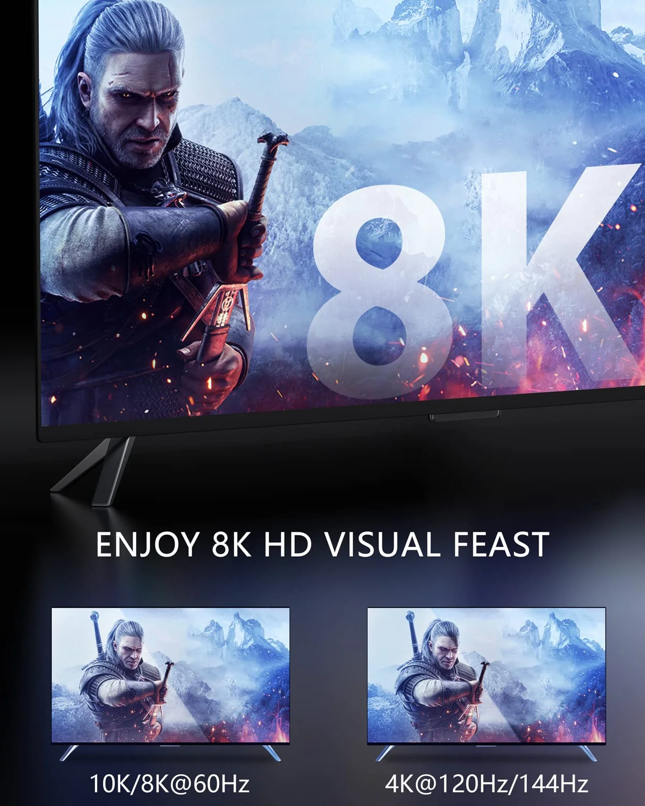 Kabel HDMI 2.1 1,8M,Stouchi Certyfikat 8K Ultra HD 48Gbps High Speed 8K60 4K120 144Hz RTX 3080 eARC HDR10 4:4:4 HDCP 2.2 i 2.3 Dolby Kompatybilny z Fire TV/Roku TV/PS5/Xbox Series X/Samsung/Sony/LG