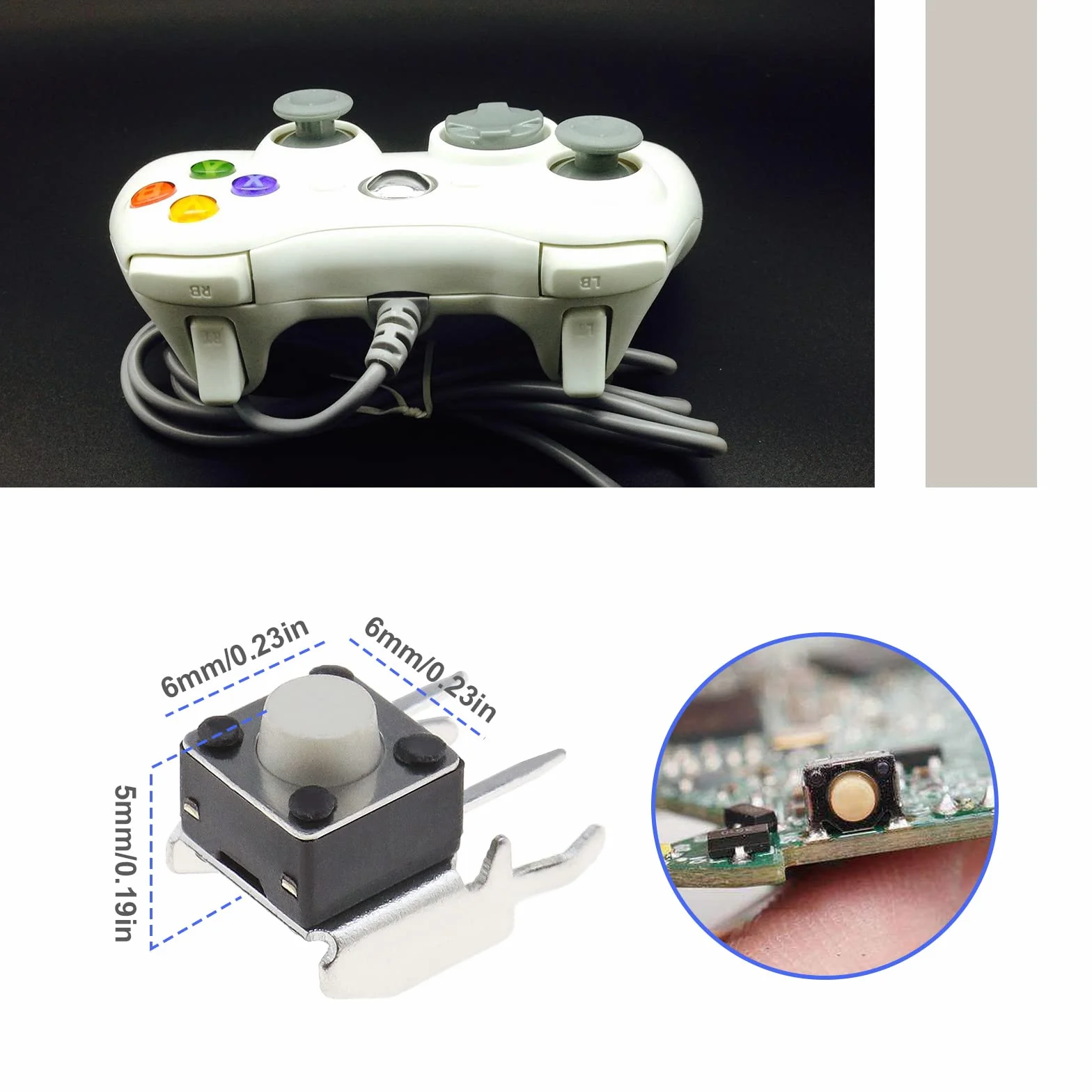 ECSiNG 10 szt. RB LB zderzak przełącznik przycisk zamiennik część naprawcza 6 x 6 x 5 mm kompatybilny z kontrolerem Microsoft Xbox One Xbox 360 czarny